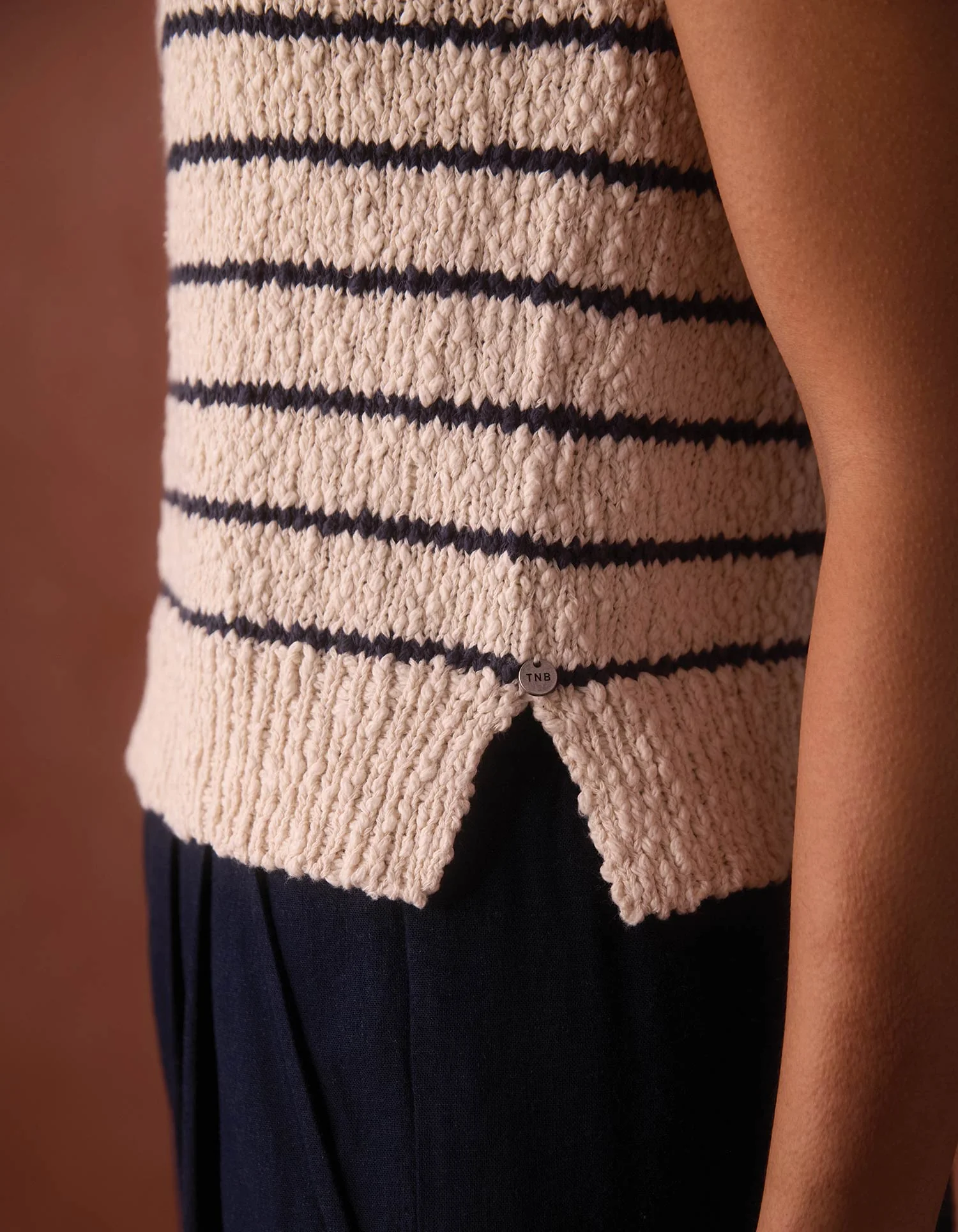 Louise Knit Tank in Cream/Navy Stripe - Image 4