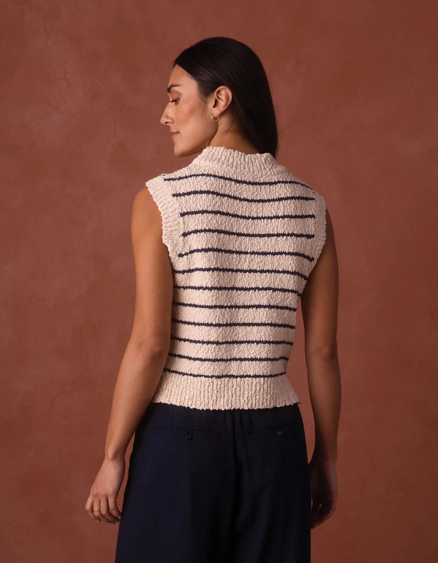 Louise Knit Tank in Cream/Navy Stripe - Image 6