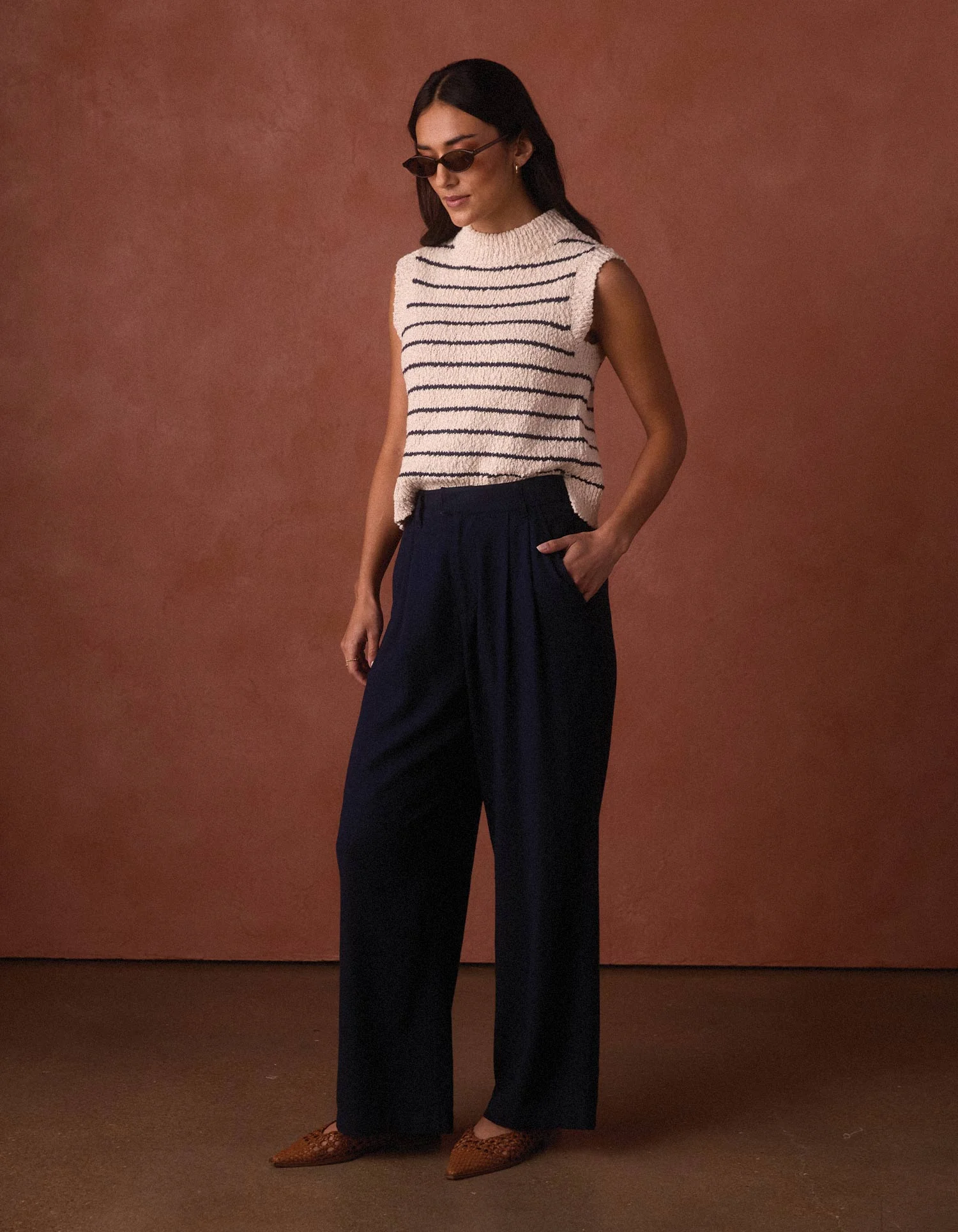 Louise Knit Tank in Cream/Navy Stripe - Image 7