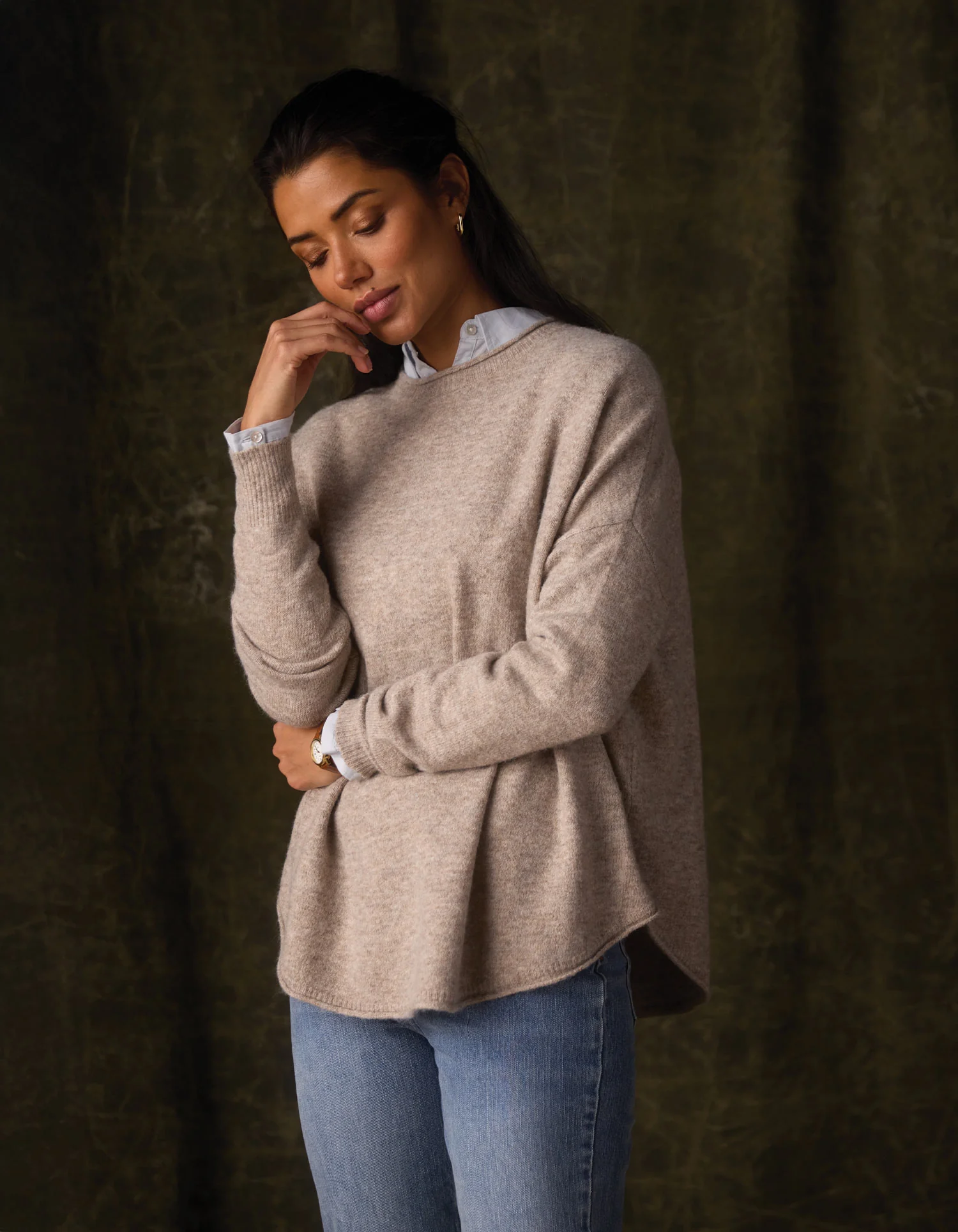Marianna Crewneck Sweater in Oat - Image 3