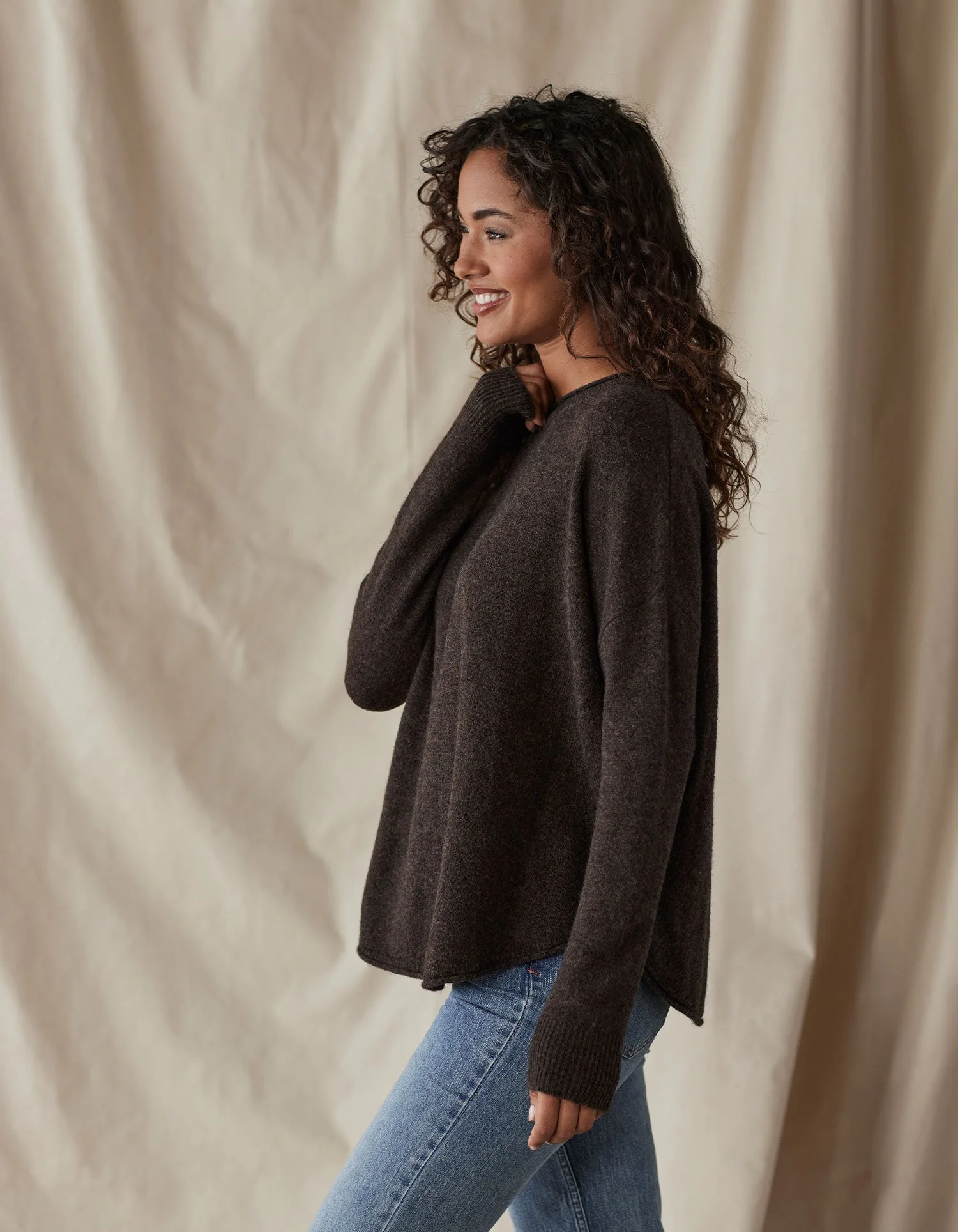Marianna Crewneck Sweater in Umber - Image 3