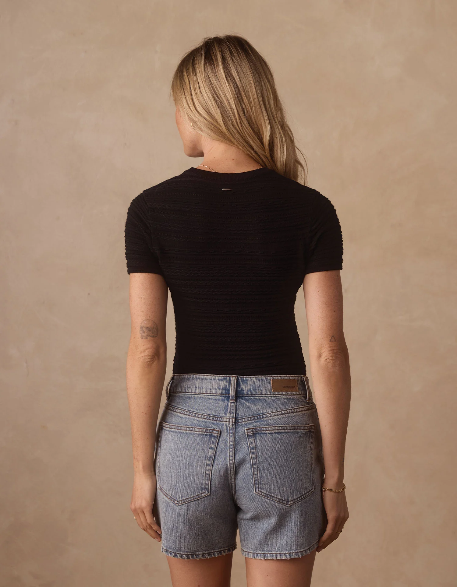 Marie Novelty Stitch Tee in Black - Image 8
