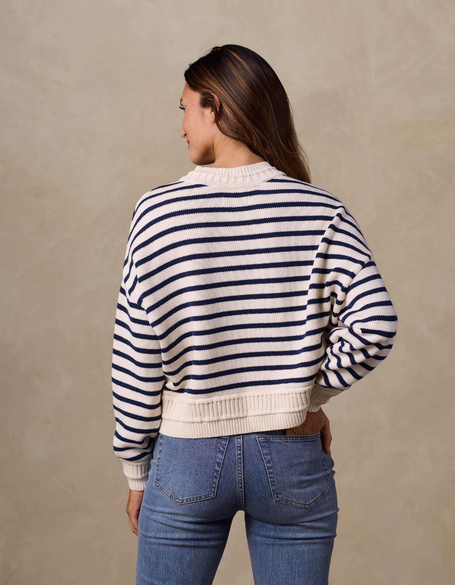 Maritime Crewneck in Cream/Navy - Image 6