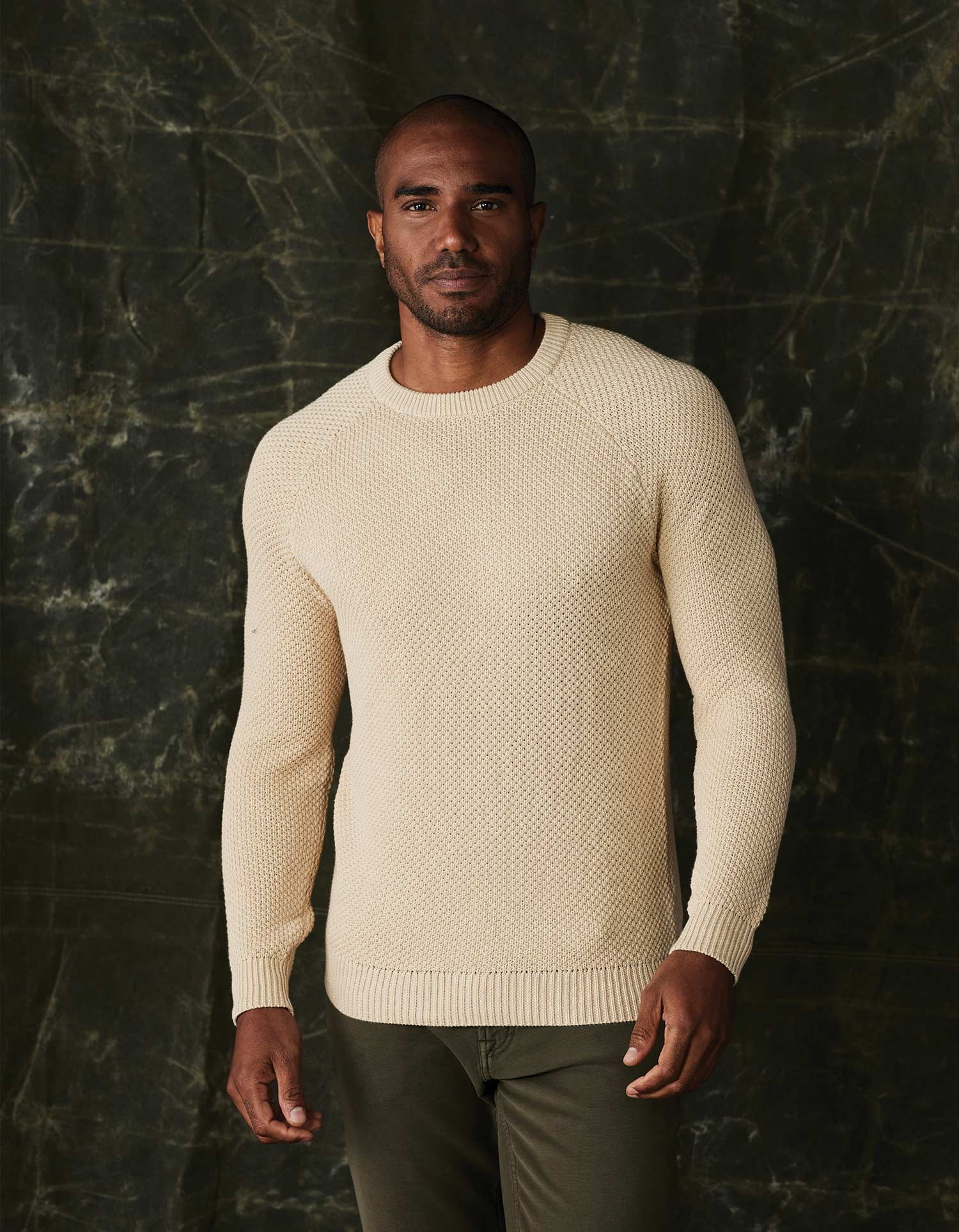 Moss Stitch Crew in Tan - Image 3