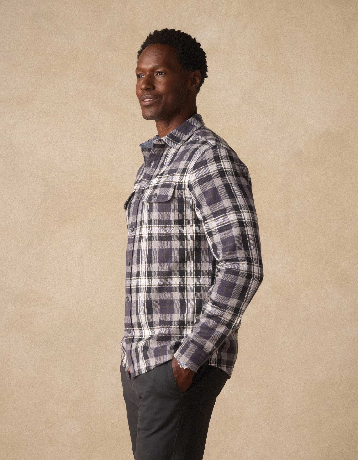 Mountain Overshirt in Grey Plaid - Image 3