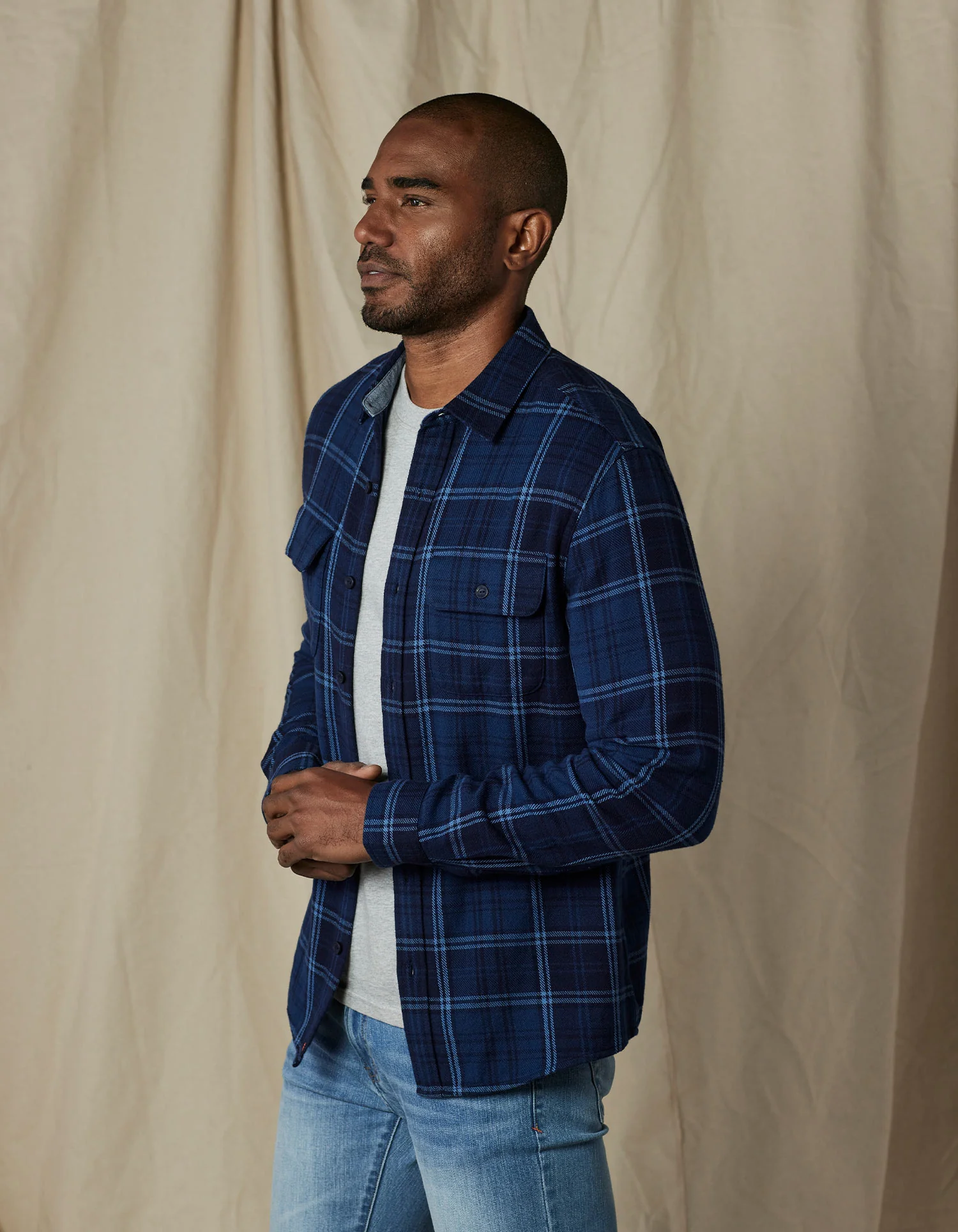 Mountain Overshirt in Indigo Plaid - Image 5