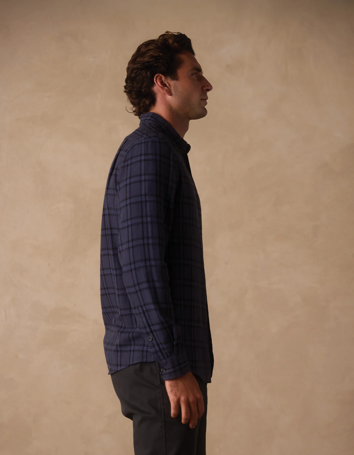 Nikko Classic Button Up in Indigo Plaid - Image 4