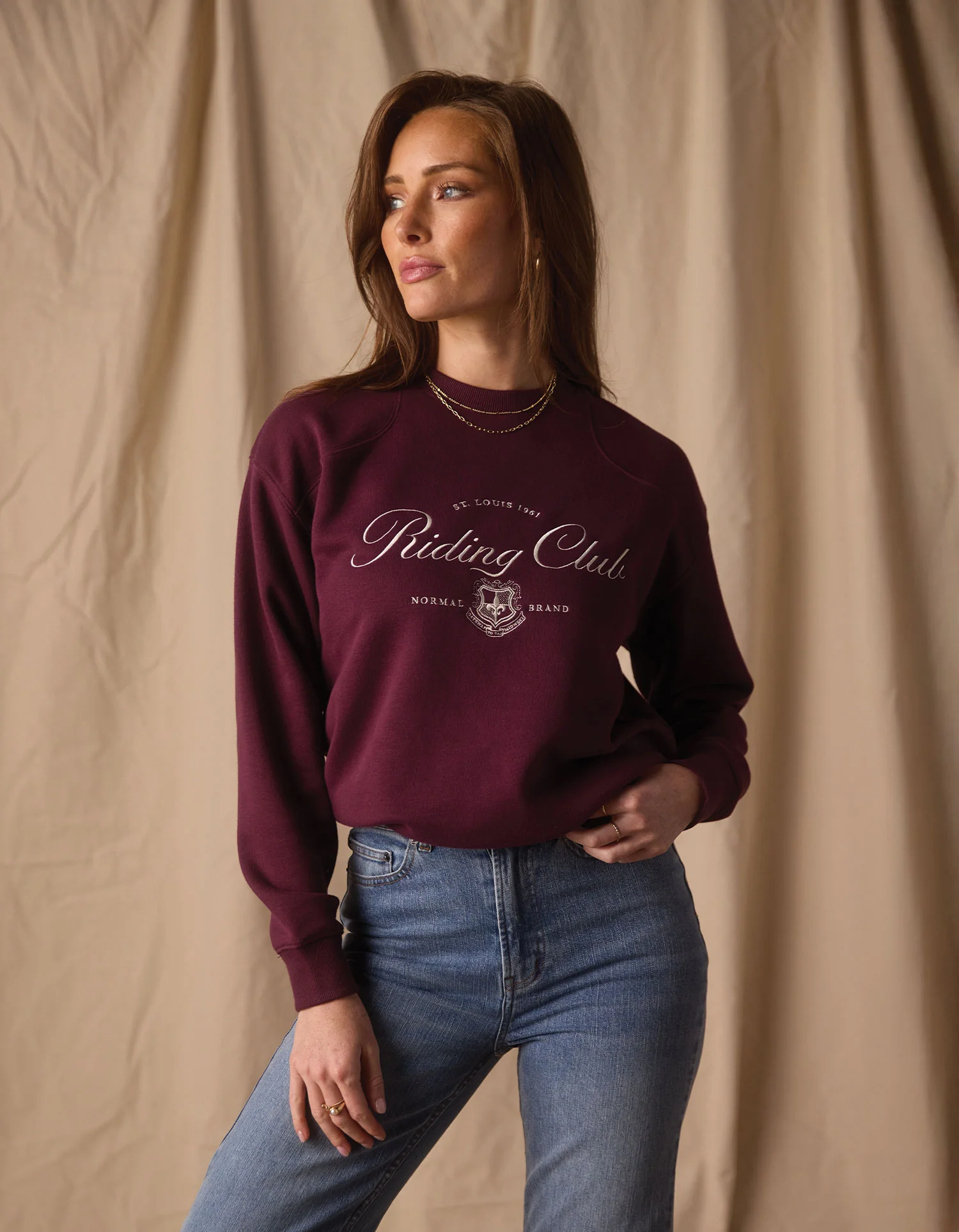 Normal Fleece Graphic Crewneck in Port Wine - Image 4