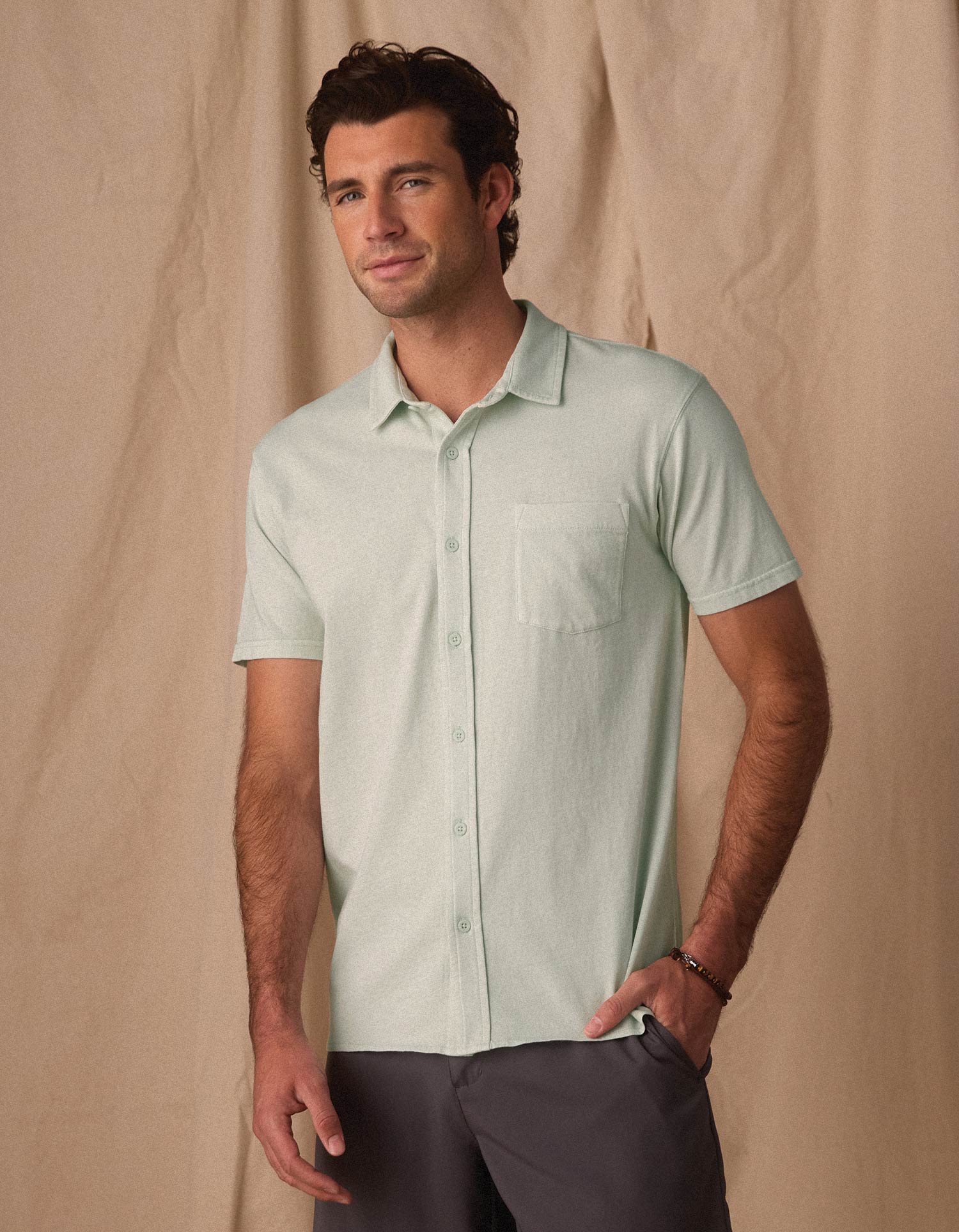 Normal Jersey Button Up in Sea Glass - Image 4
