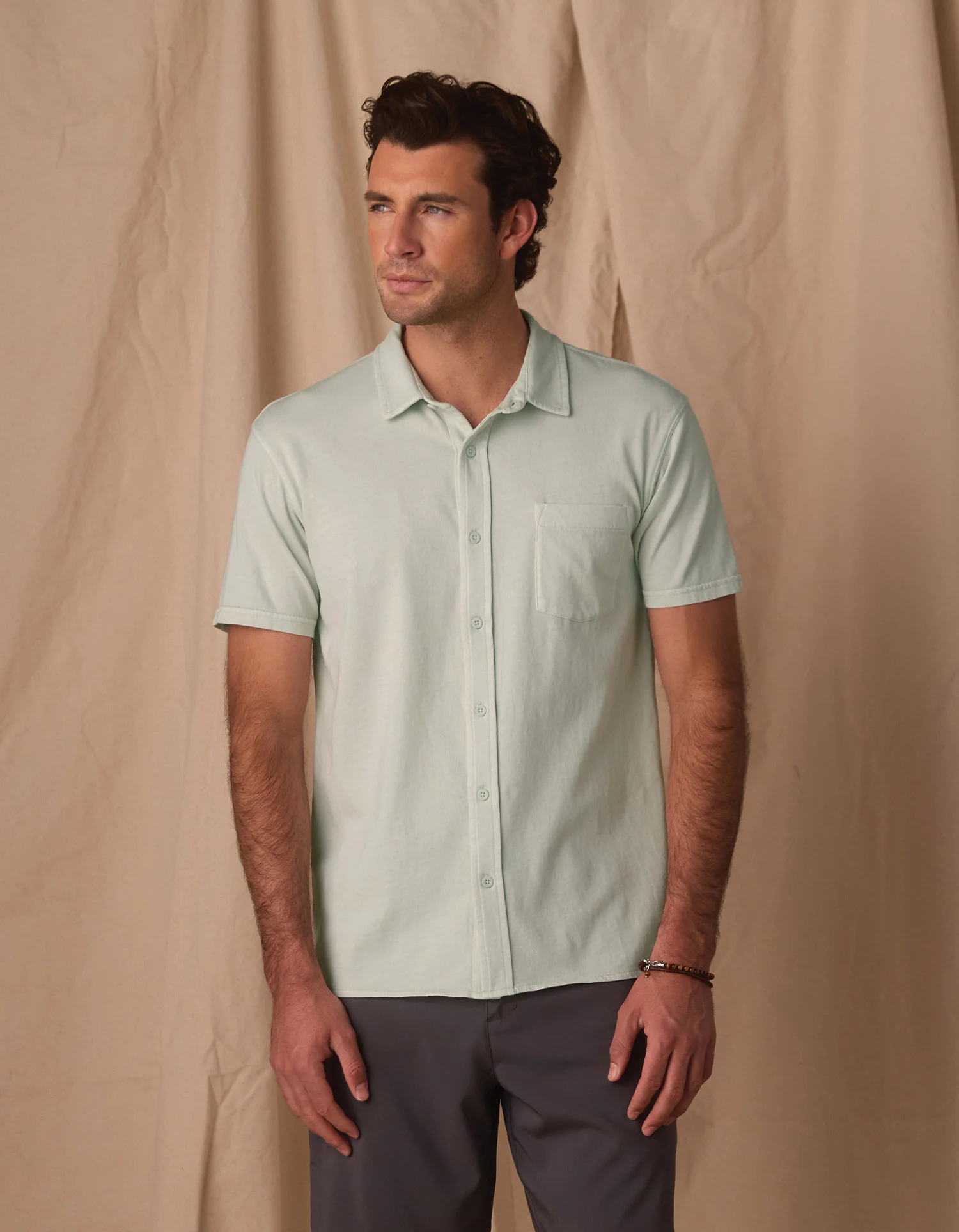 Normal Jersey Button Up in Sea Glass - Image 5