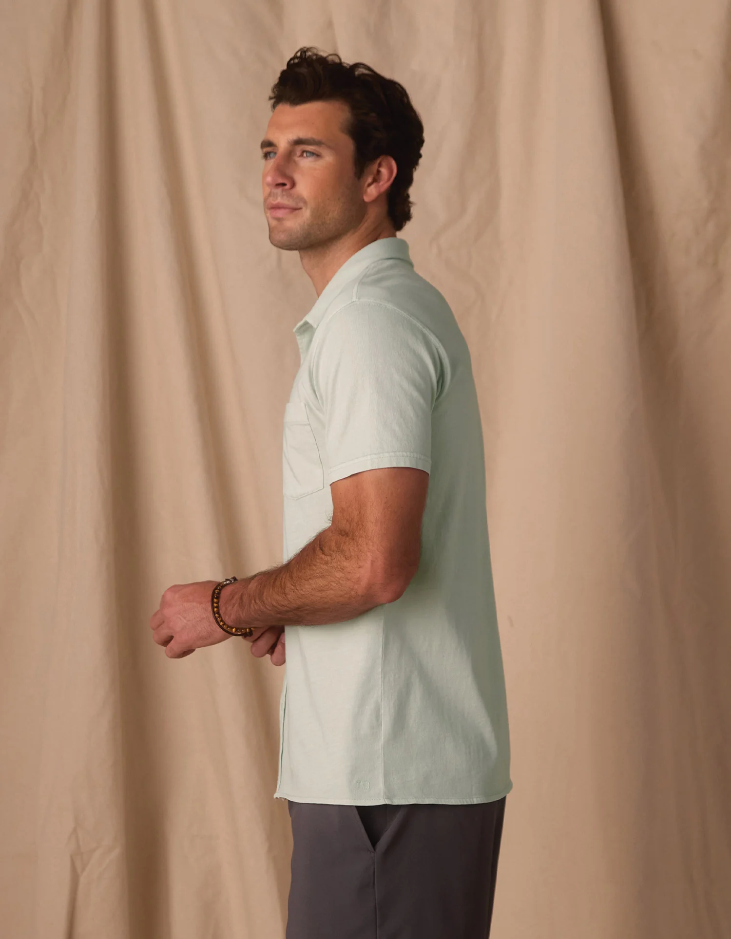 Normal Jersey Button Up in Sea Glass - Image 6