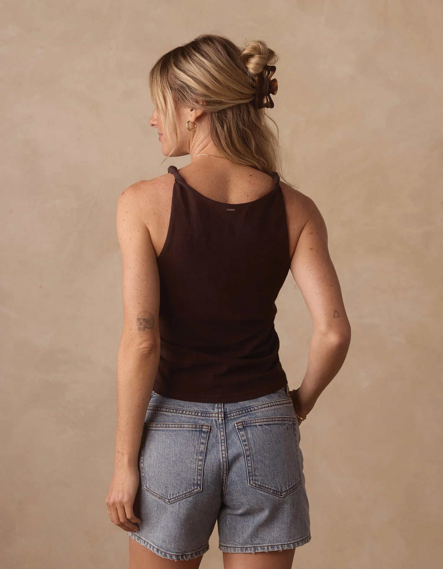 Normal Jersey Draped Tank in Umber - Image 7