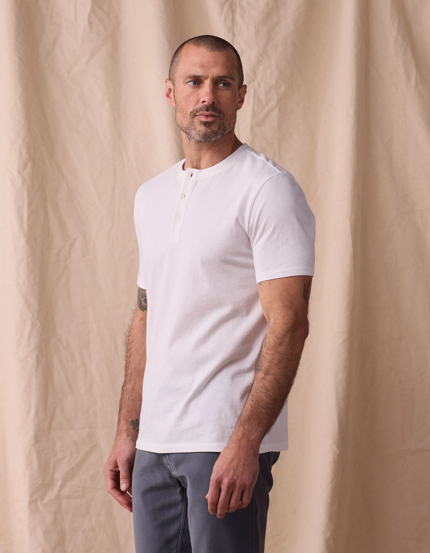 Normal Jersey Henley in White - Image 3