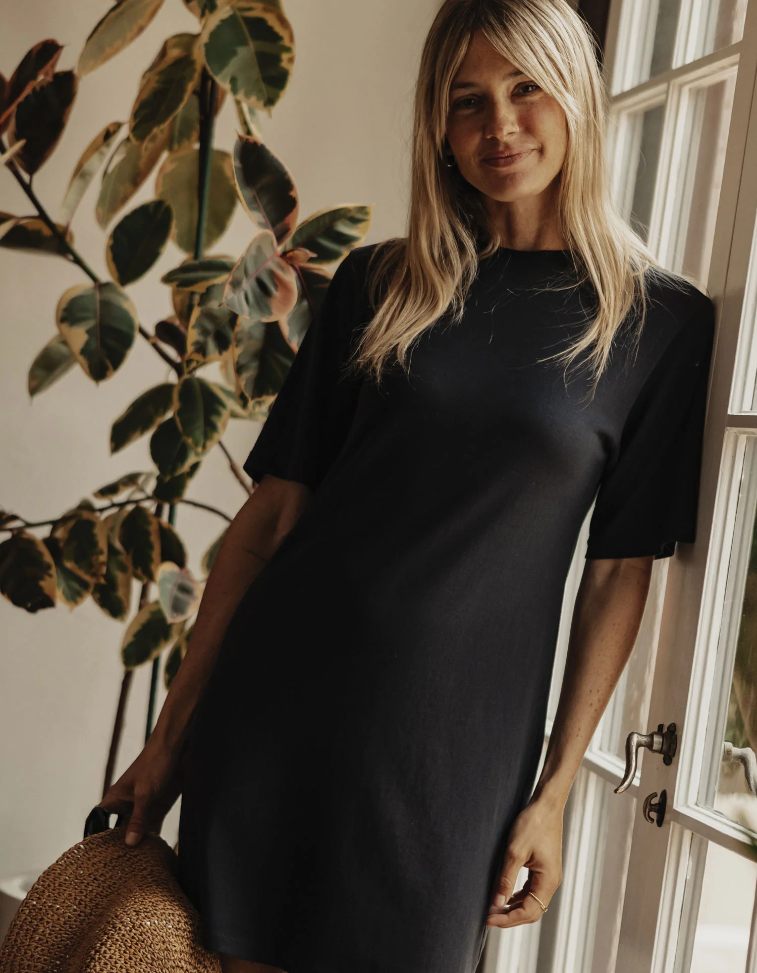 Normal Jersey T-Shirt Dress in Washed Black - Image 2
