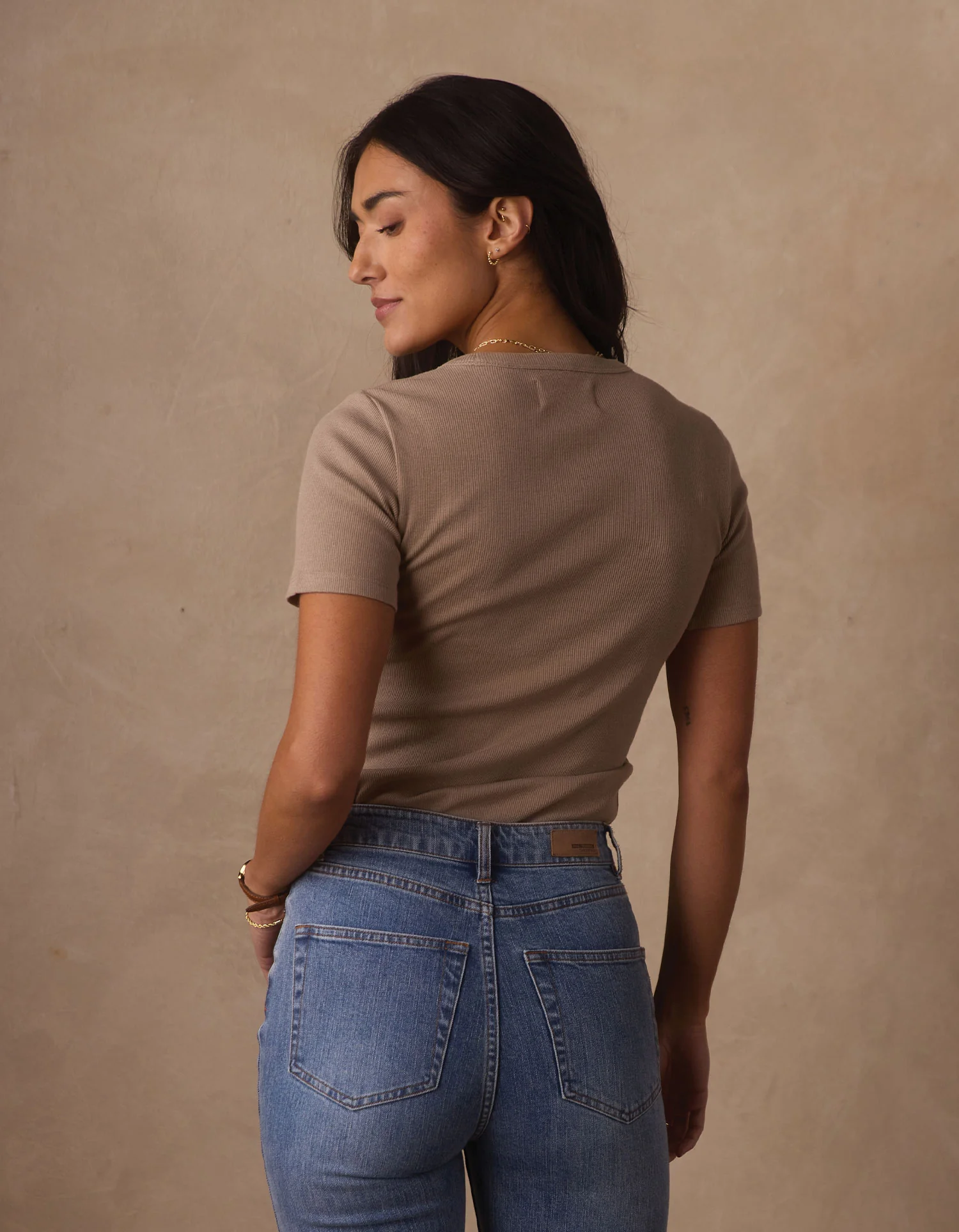 Normal Rib Tee in Fawn - Image 4