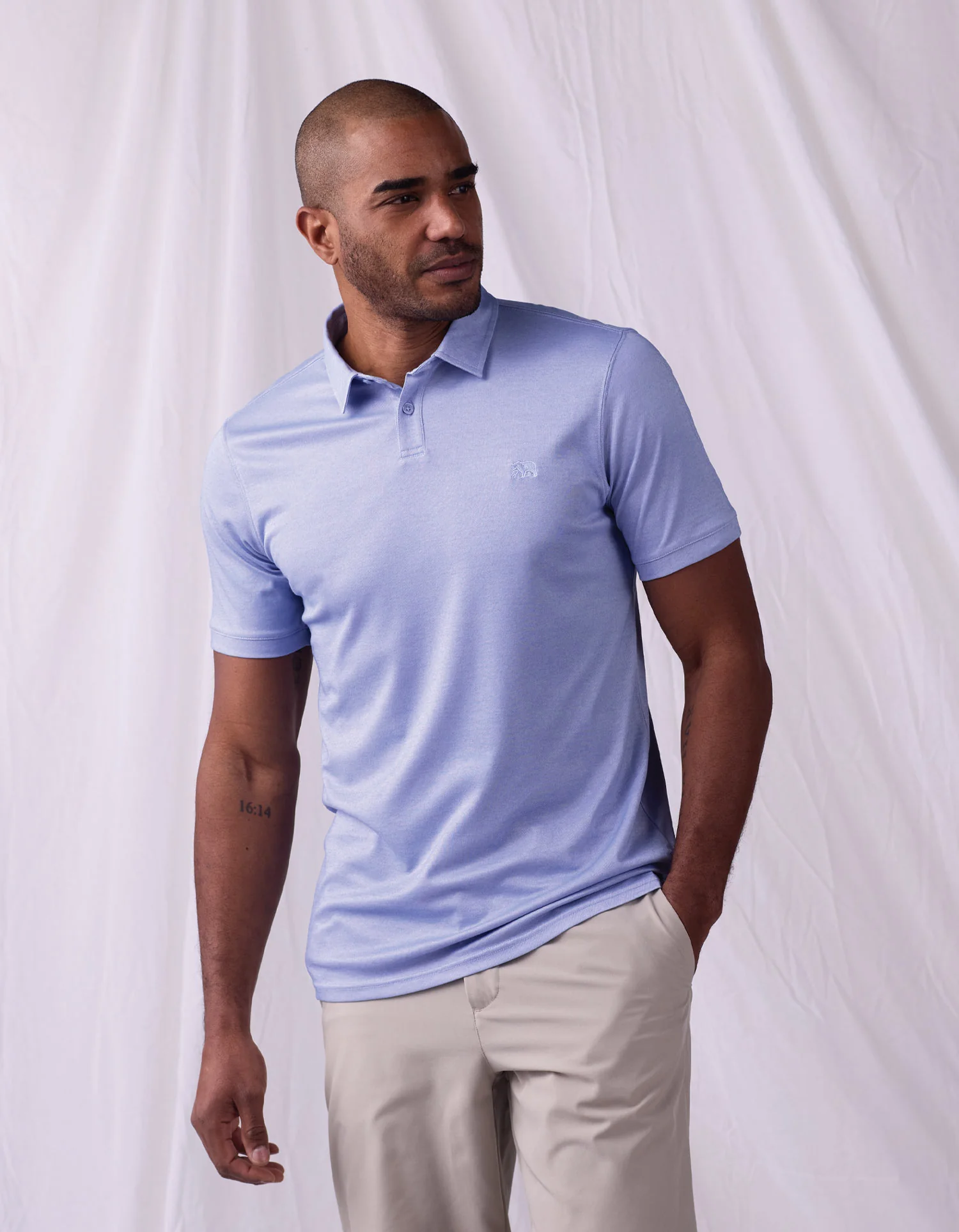 Performance Pique Polo in Glacier - Image 2