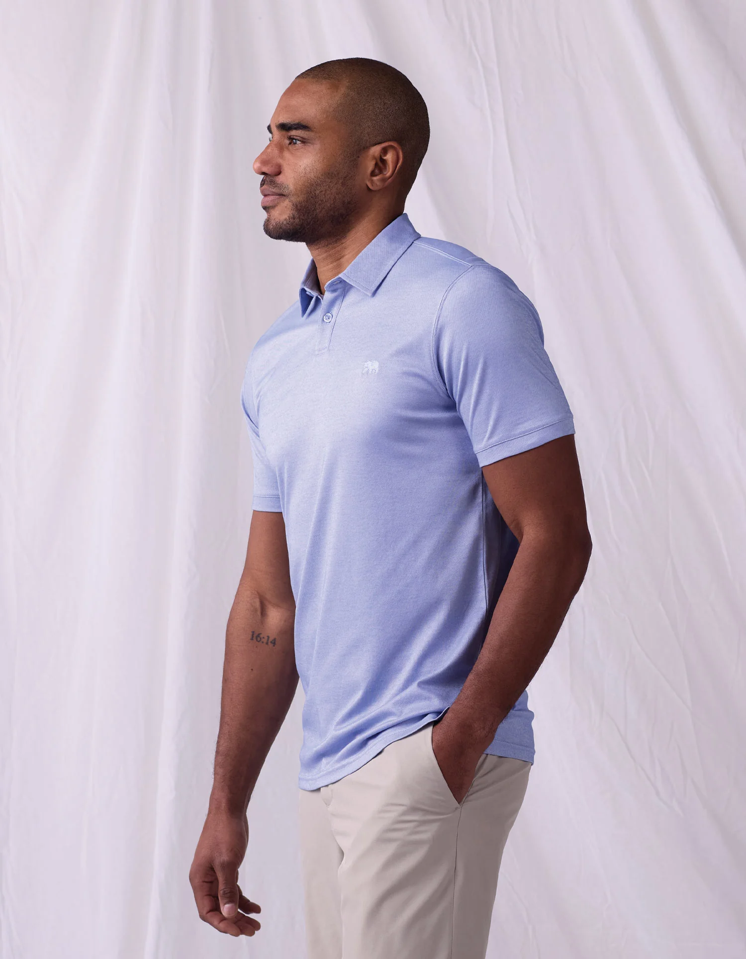 Performance Pique Polo in Glacier - Image 3