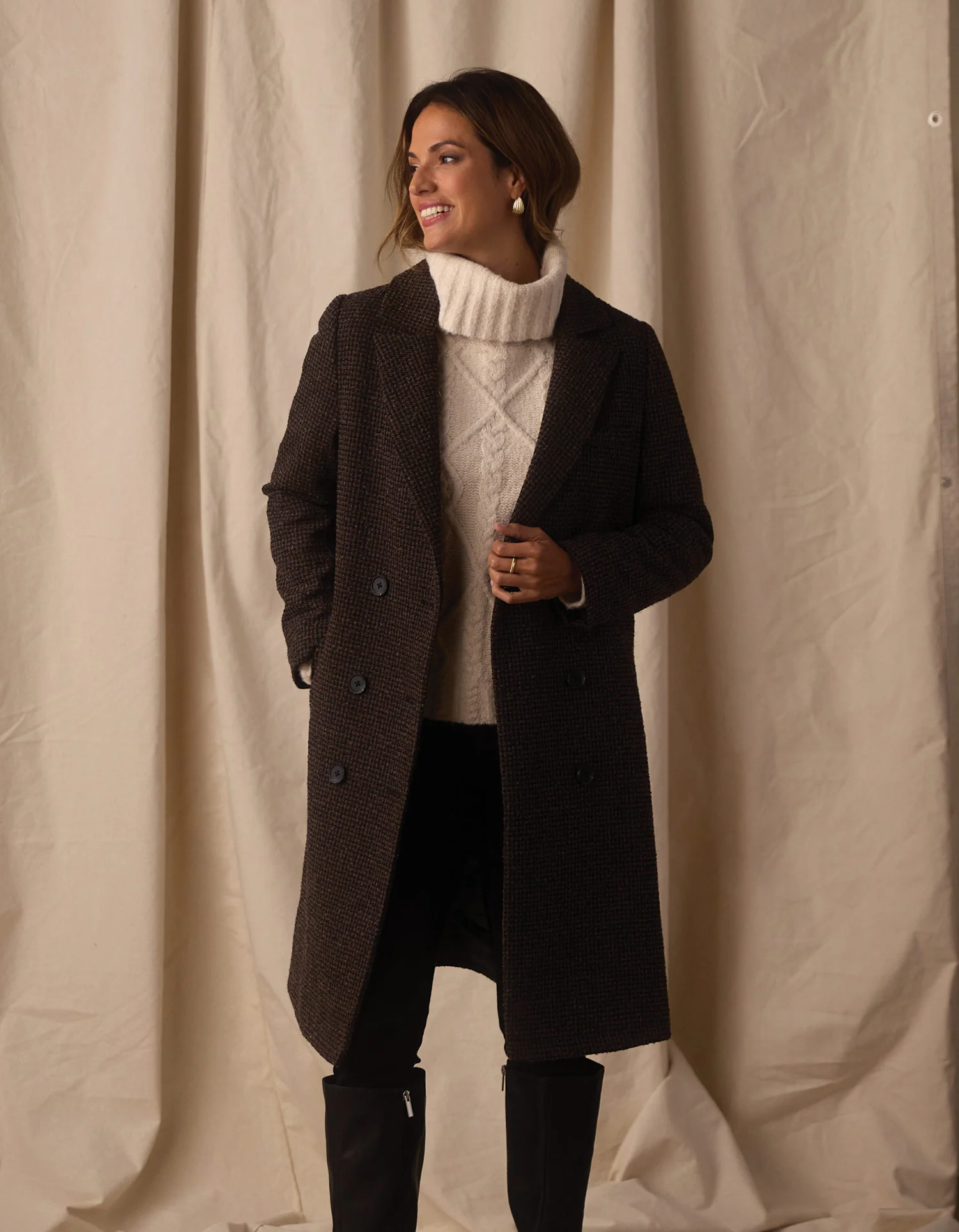 Pop Coat in Coffee Plaid - Image 3