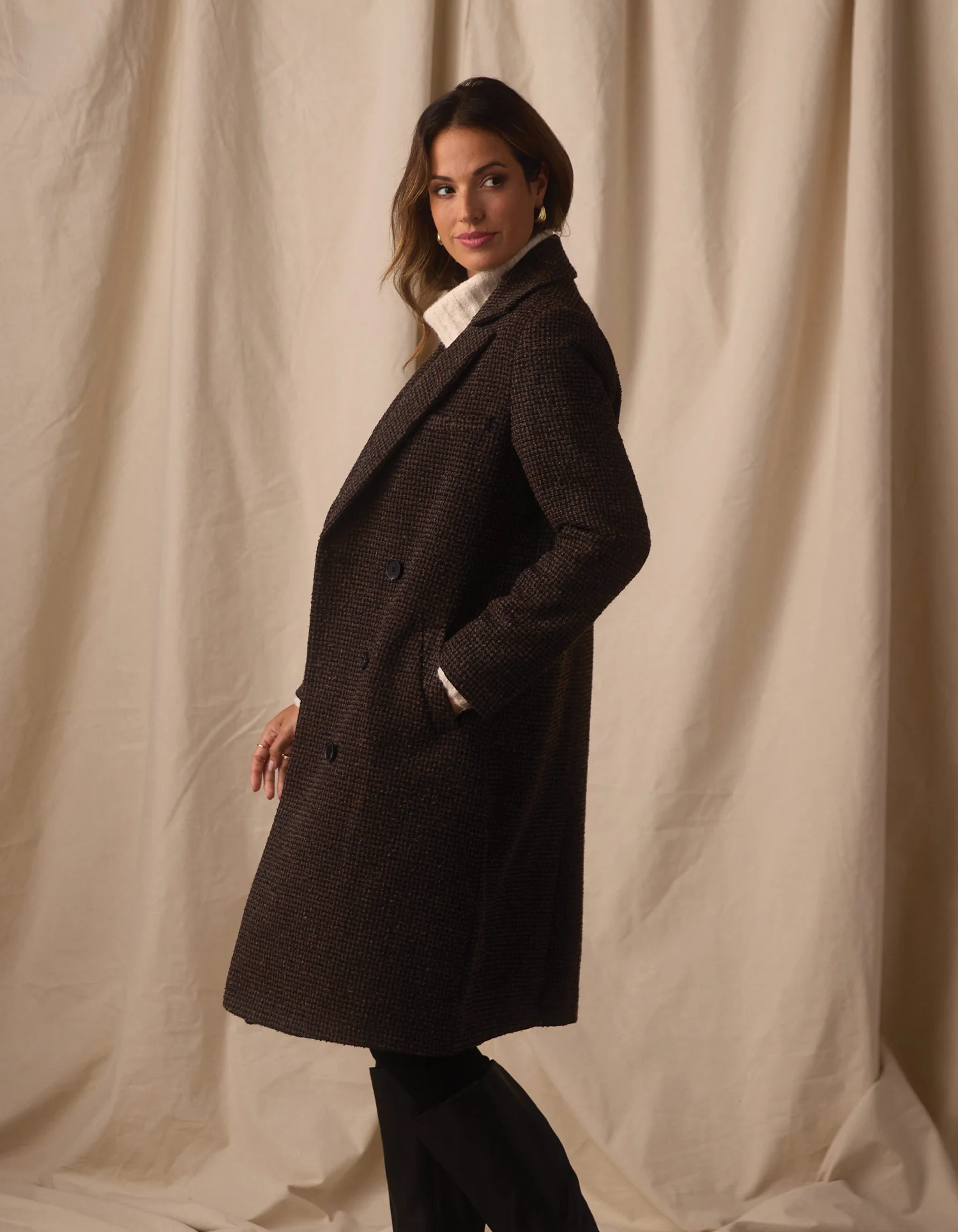 Pop Coat in Coffee Plaid - Image 4