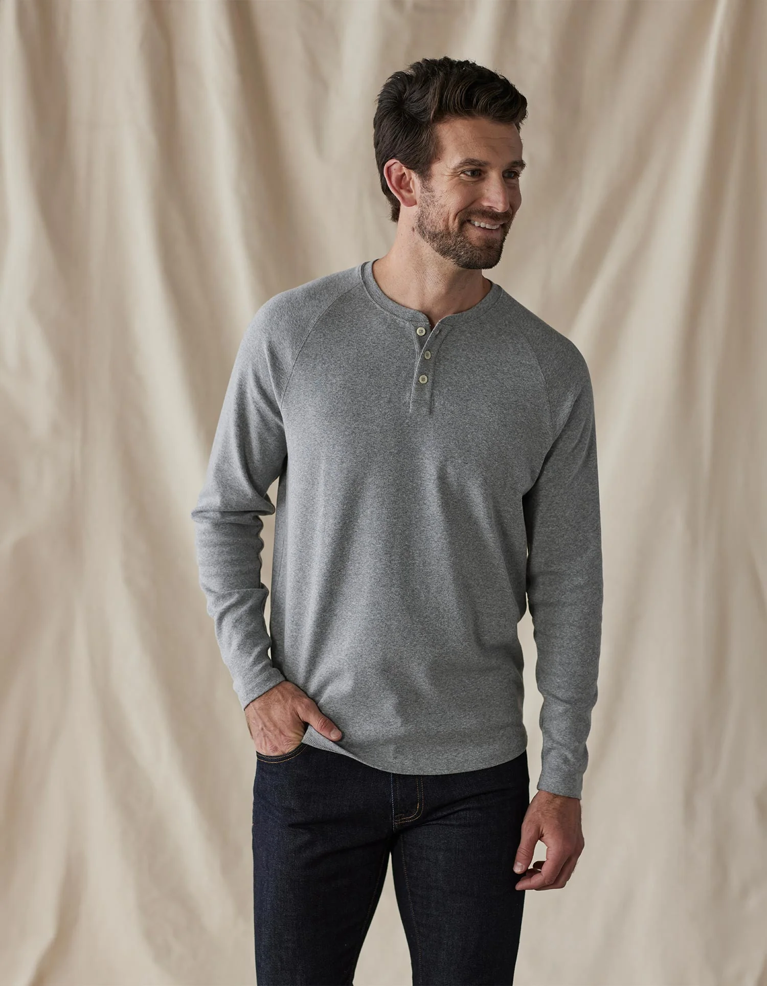 Puremeso Everyday Henley in Grey - Image 3