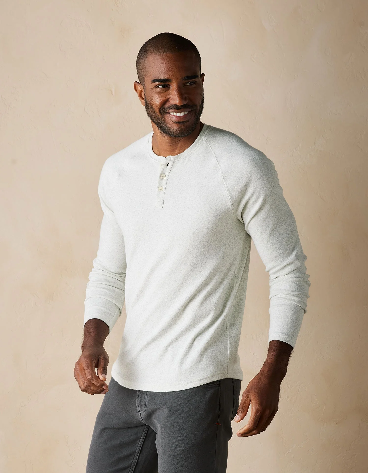 Puremeso Everyday Henley in Stone - Image 5