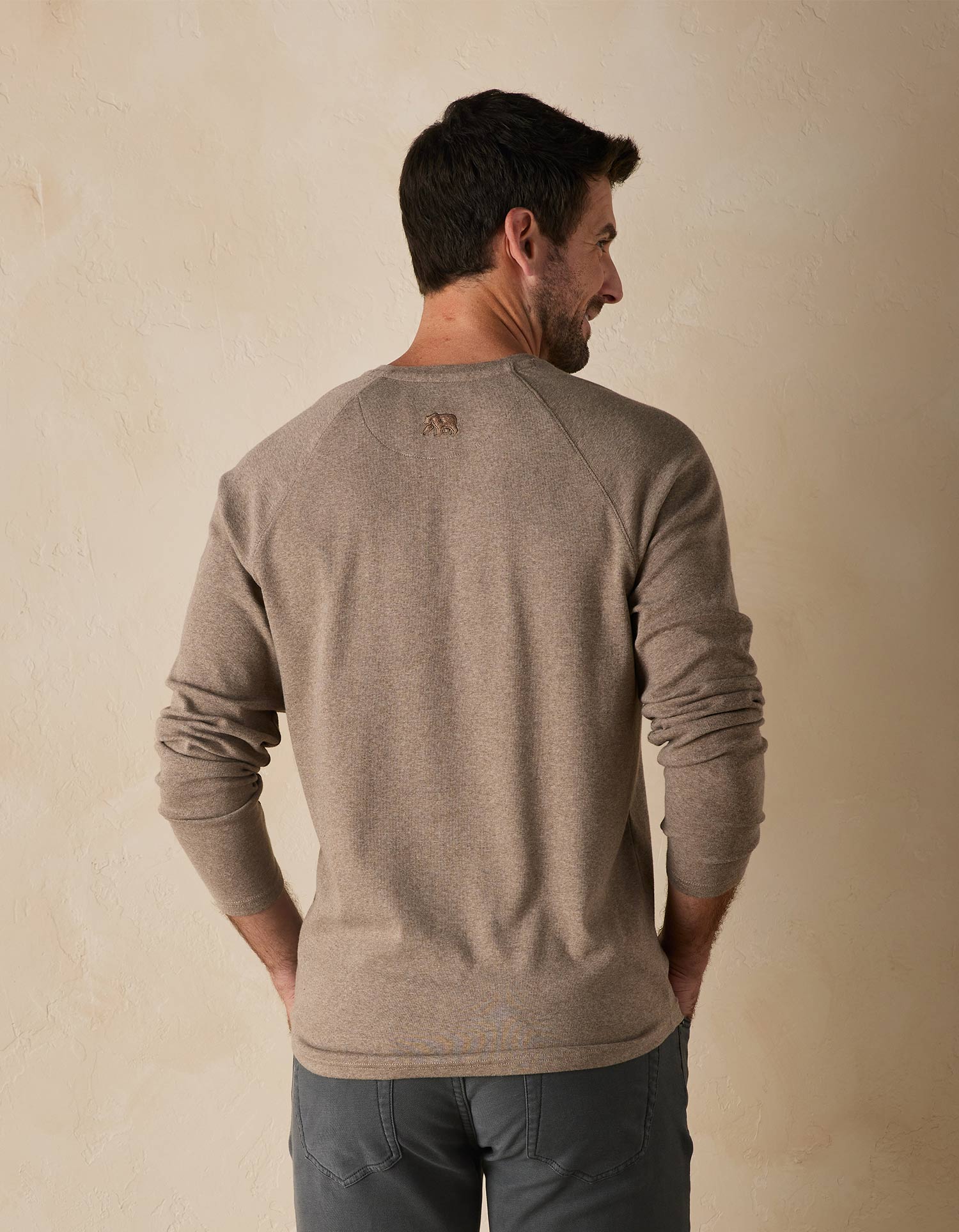 Puremeso Everyday Henley in Taupe - Image 4
