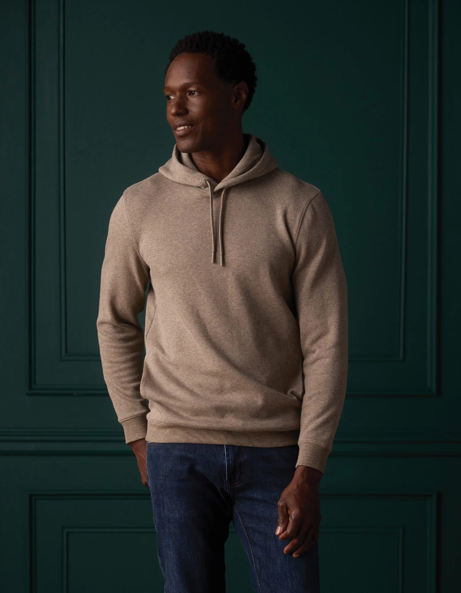 Fleece Puremeso Hoodie in Dark Taupe - Image 3