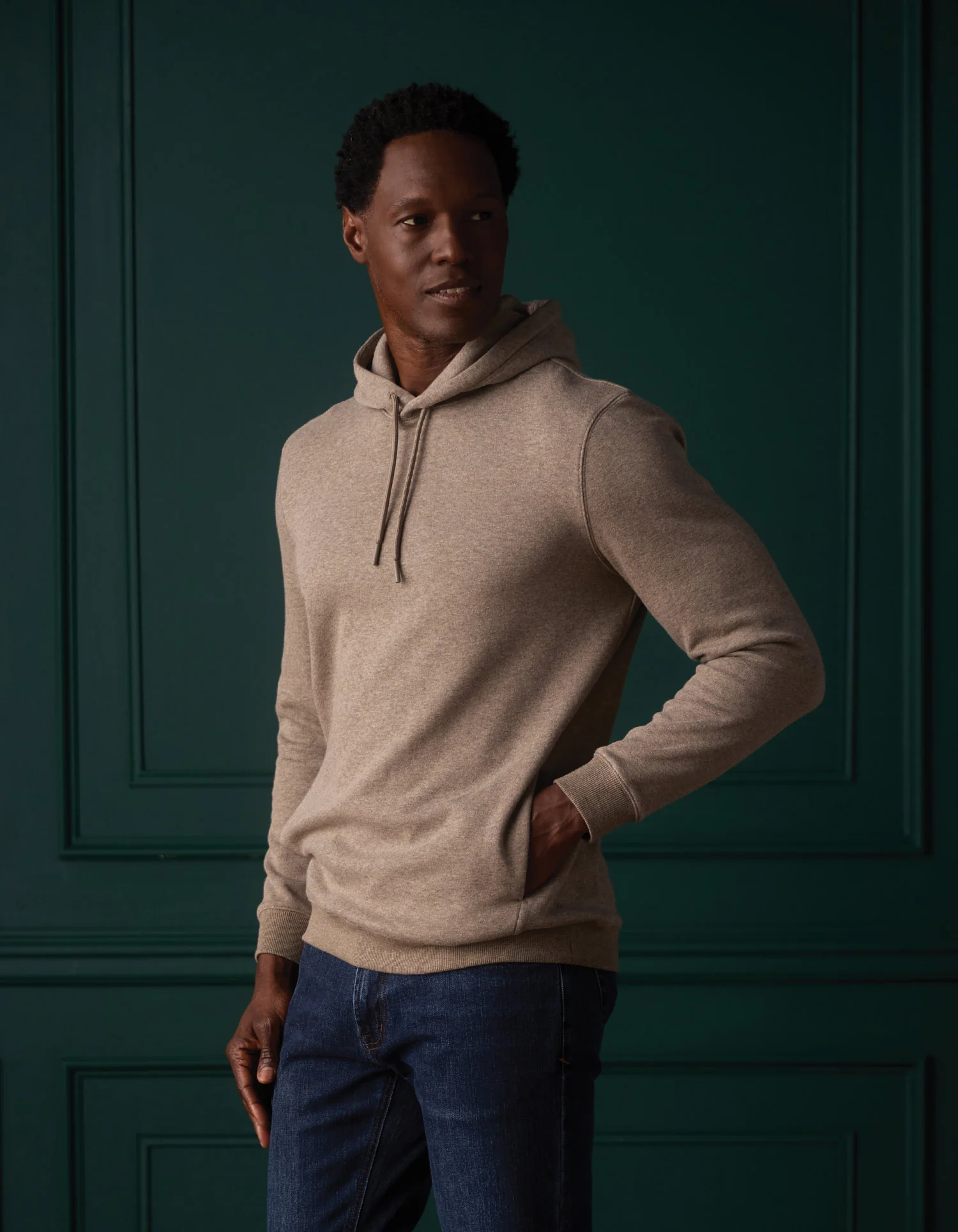 Fleece Puremeso Hoodie in Dark Taupe - Image 4