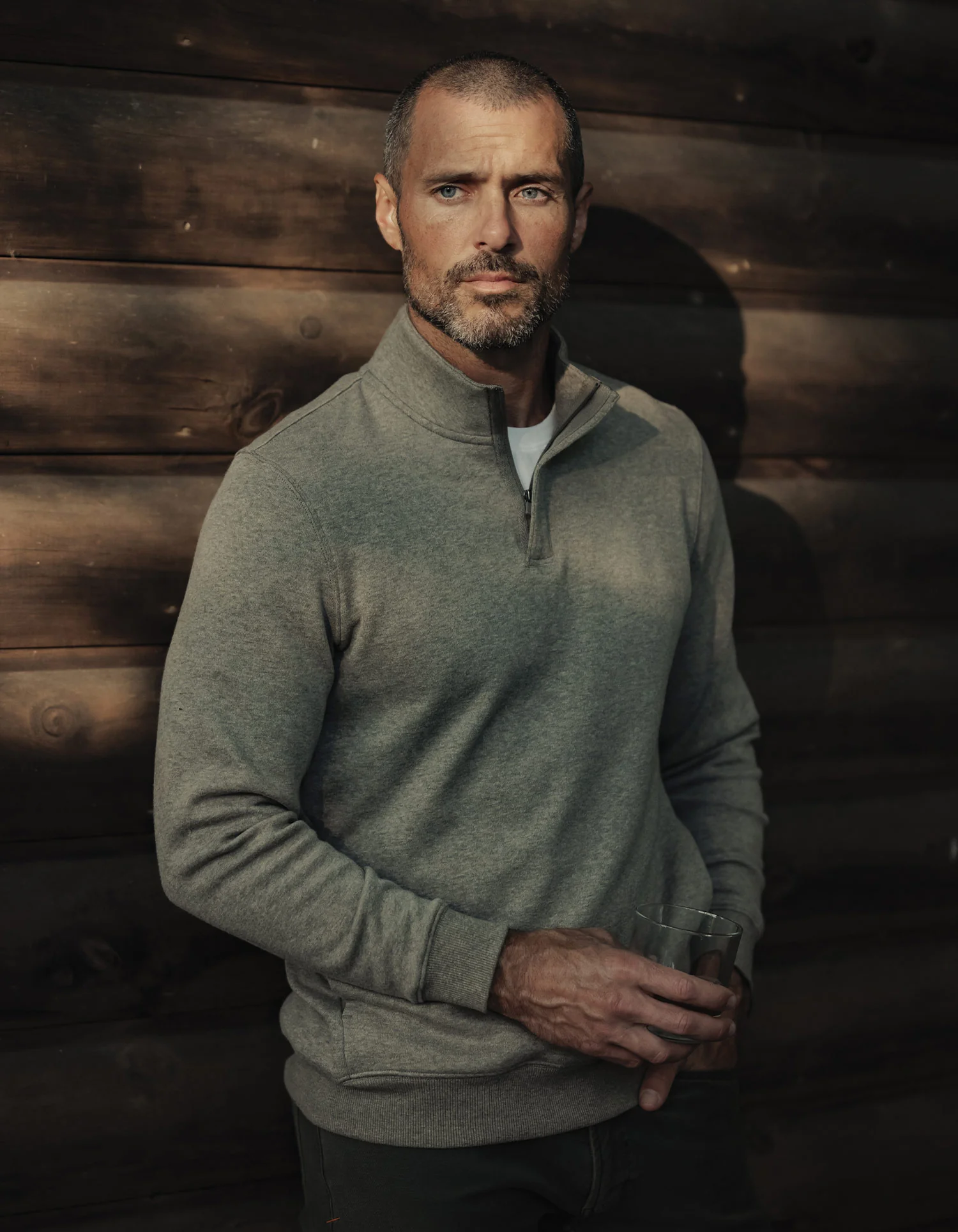 Fleece Puremeso Quarter Zip in Dark Taupe - Image 3