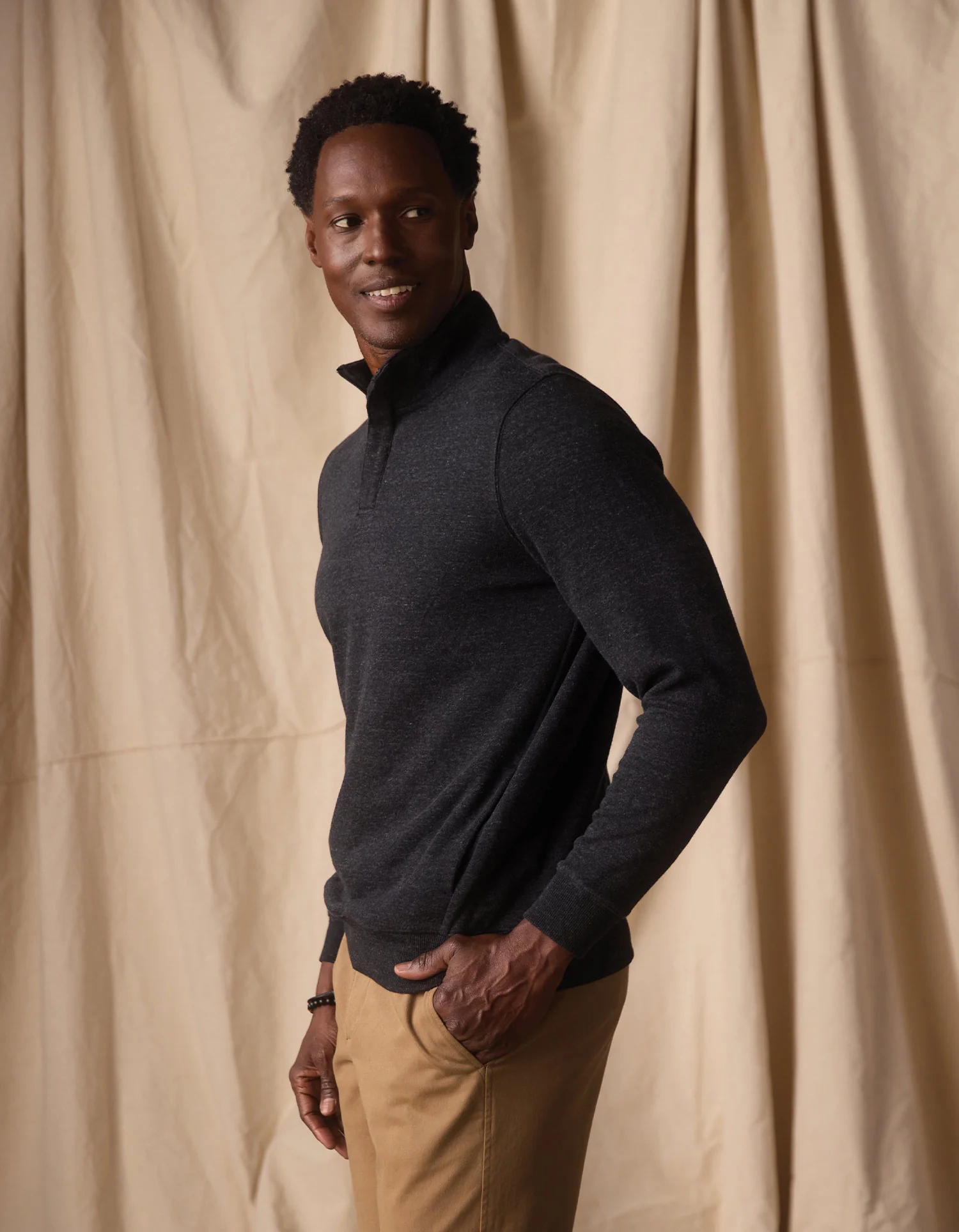 Fleece Puremeso Quarter Zip in Phantom - Image 4