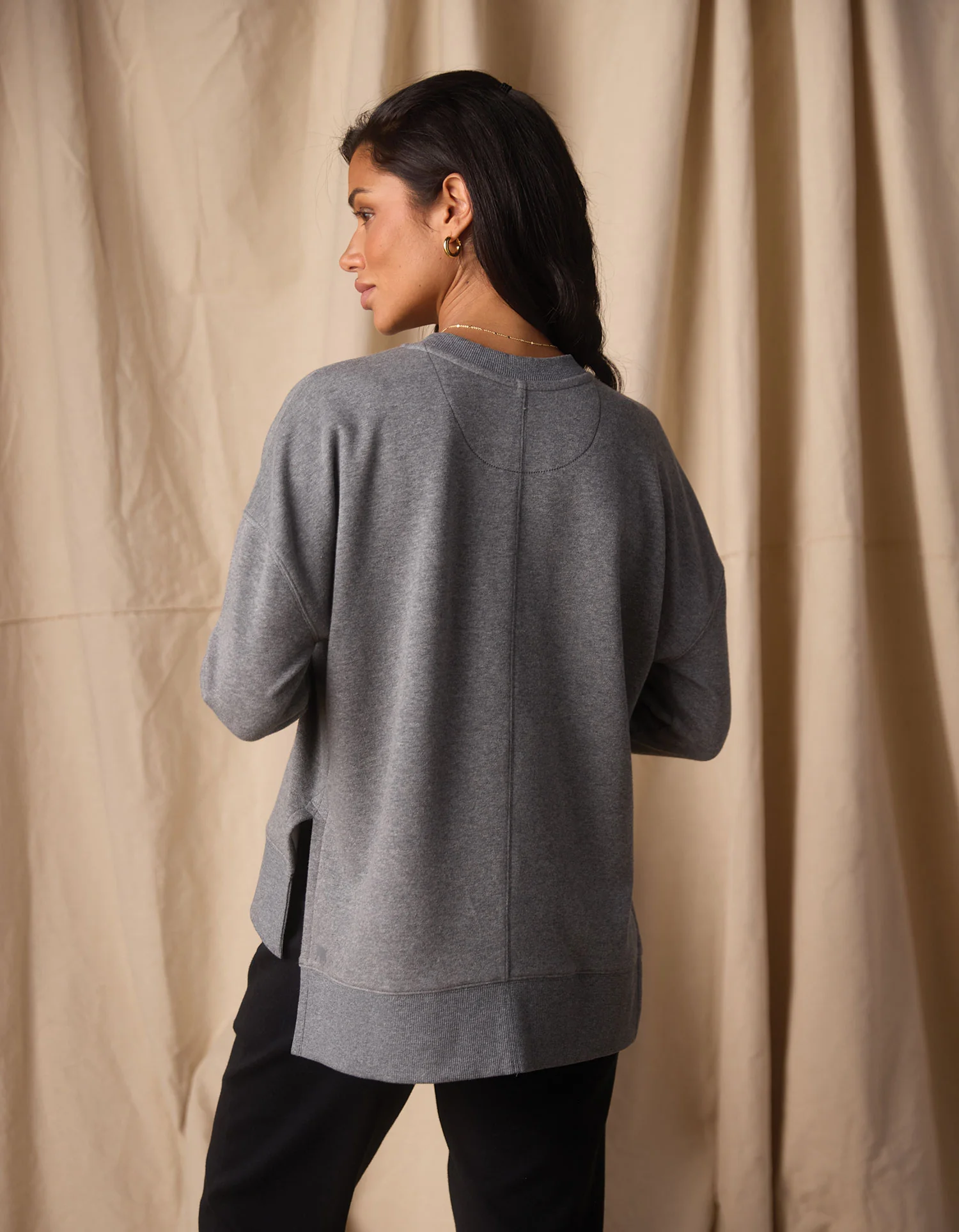 Fleece Puremeso Splitside Pullover in Heather Grey - Image 4
