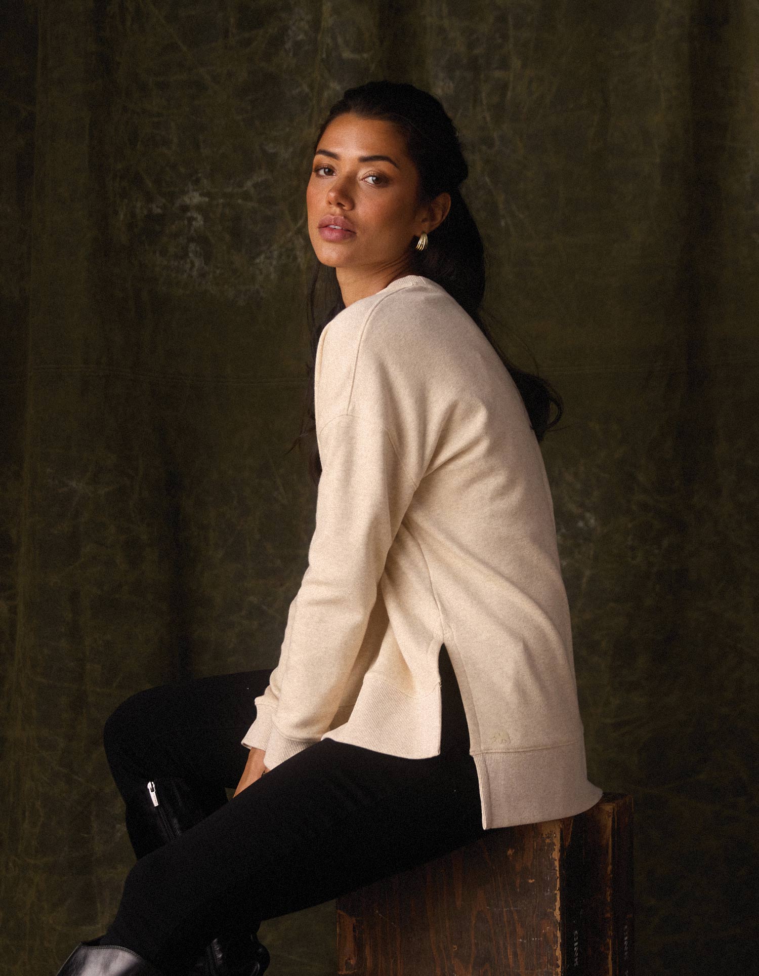 Fleece Puremeso Splitside Pullover in Oat - Image 3