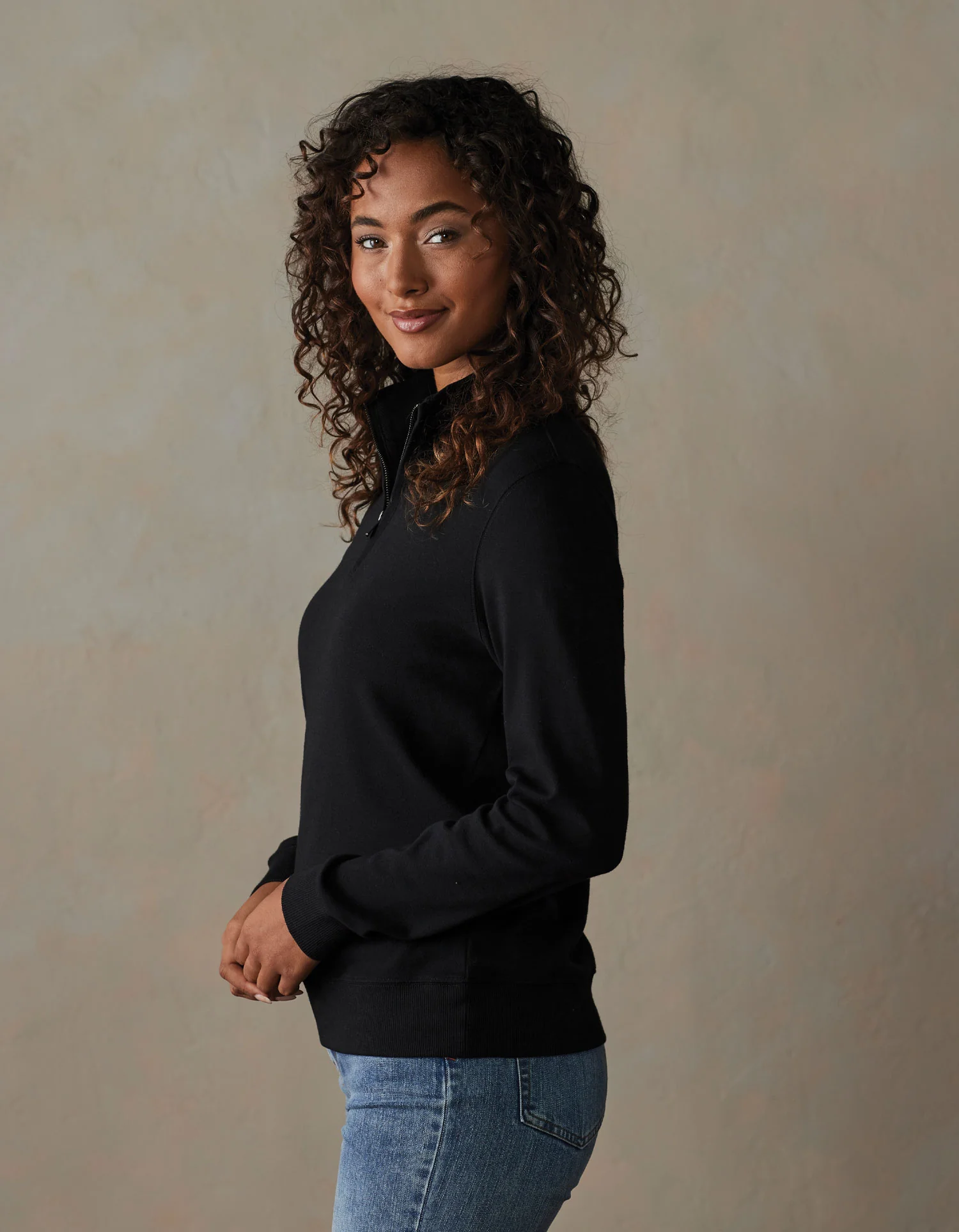 Puremeso Weekend Companion Quarter Zip in Black - Image 3