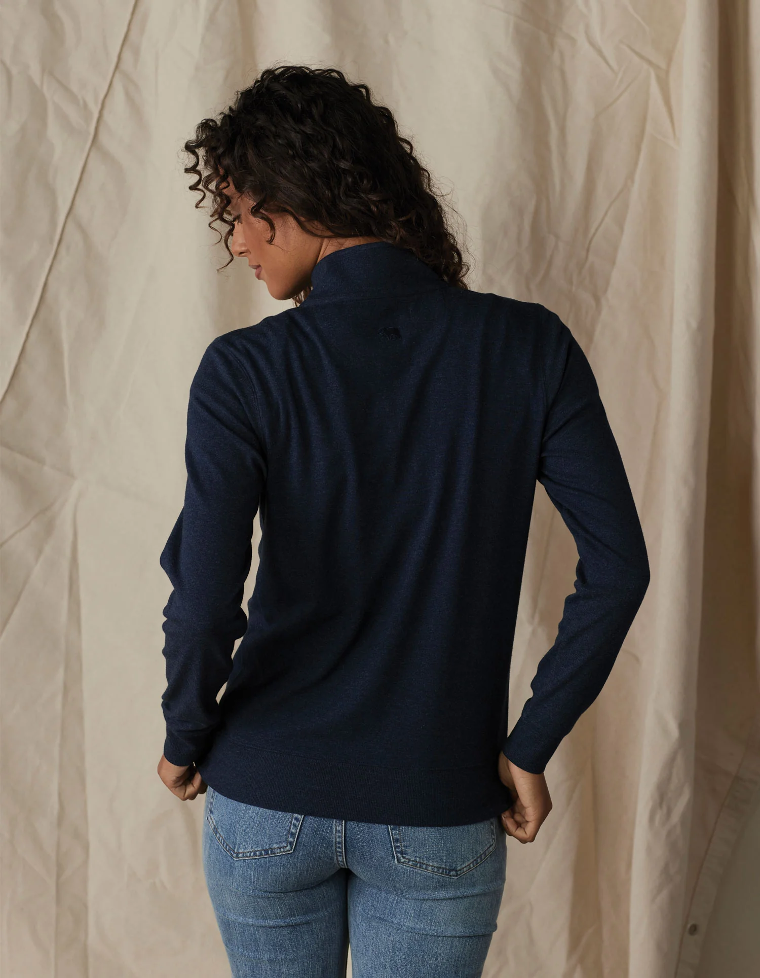 Puremeso Weekend Companion Quarter Zip in Navy - Image 3