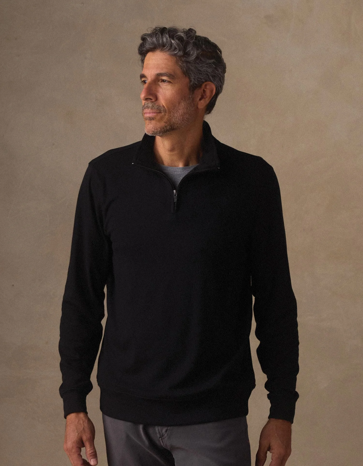 Puremeso Weekend Quarter Zip in Black - Image 3