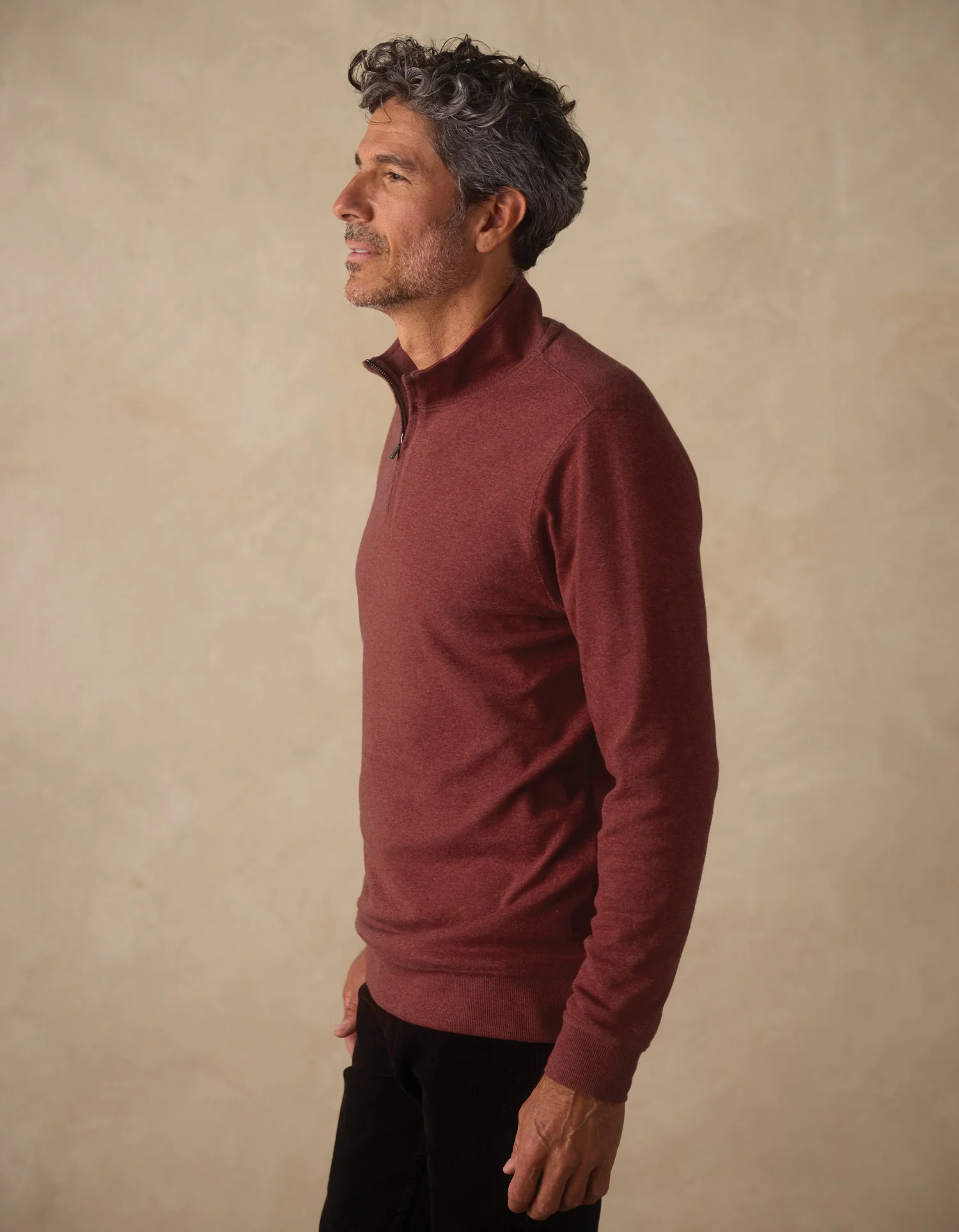 Puremeso Weekend Quarter Zip in Redwood - Image 4