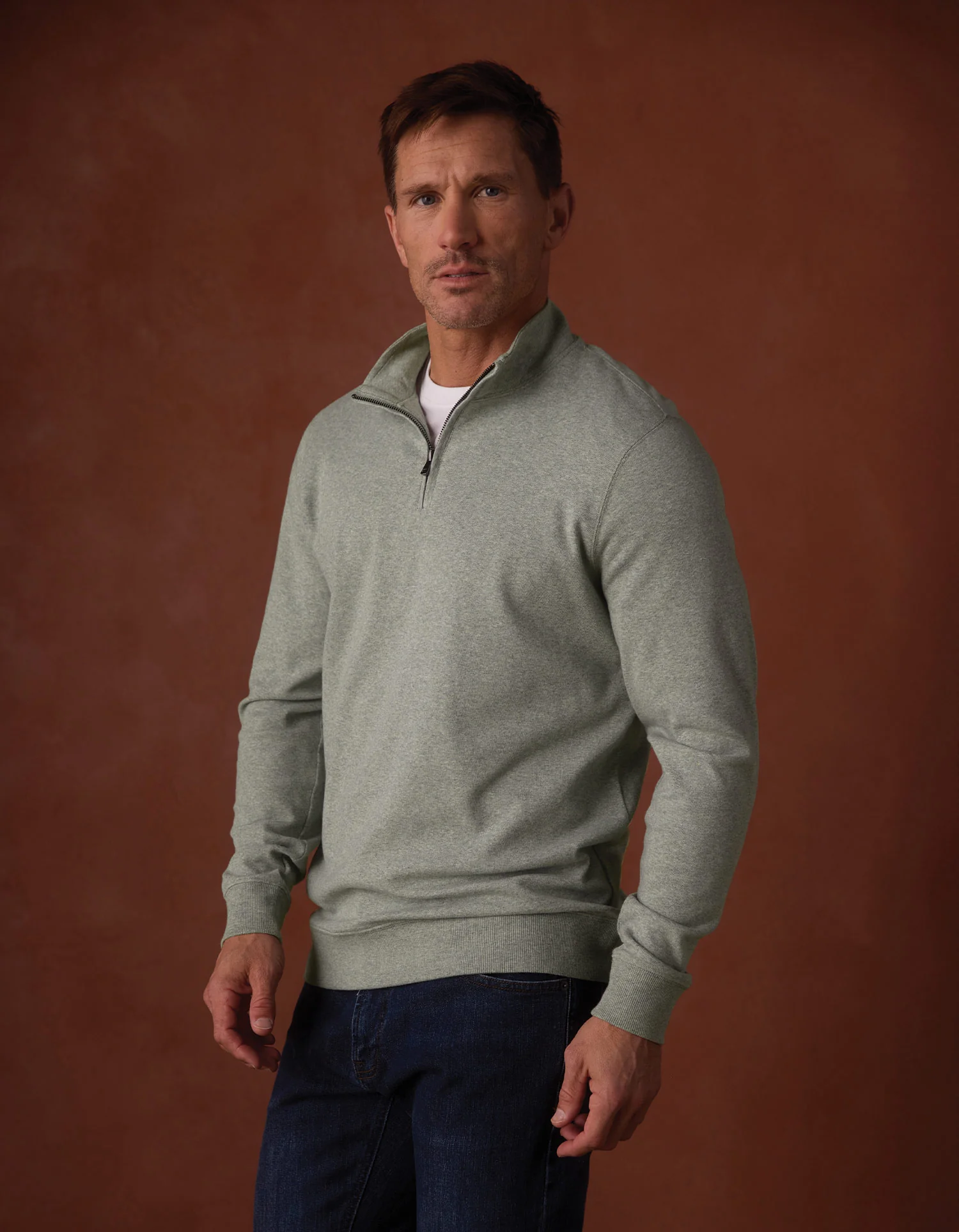 Puremeso Weekend Quarter Zip in Sea Glass - Image 4