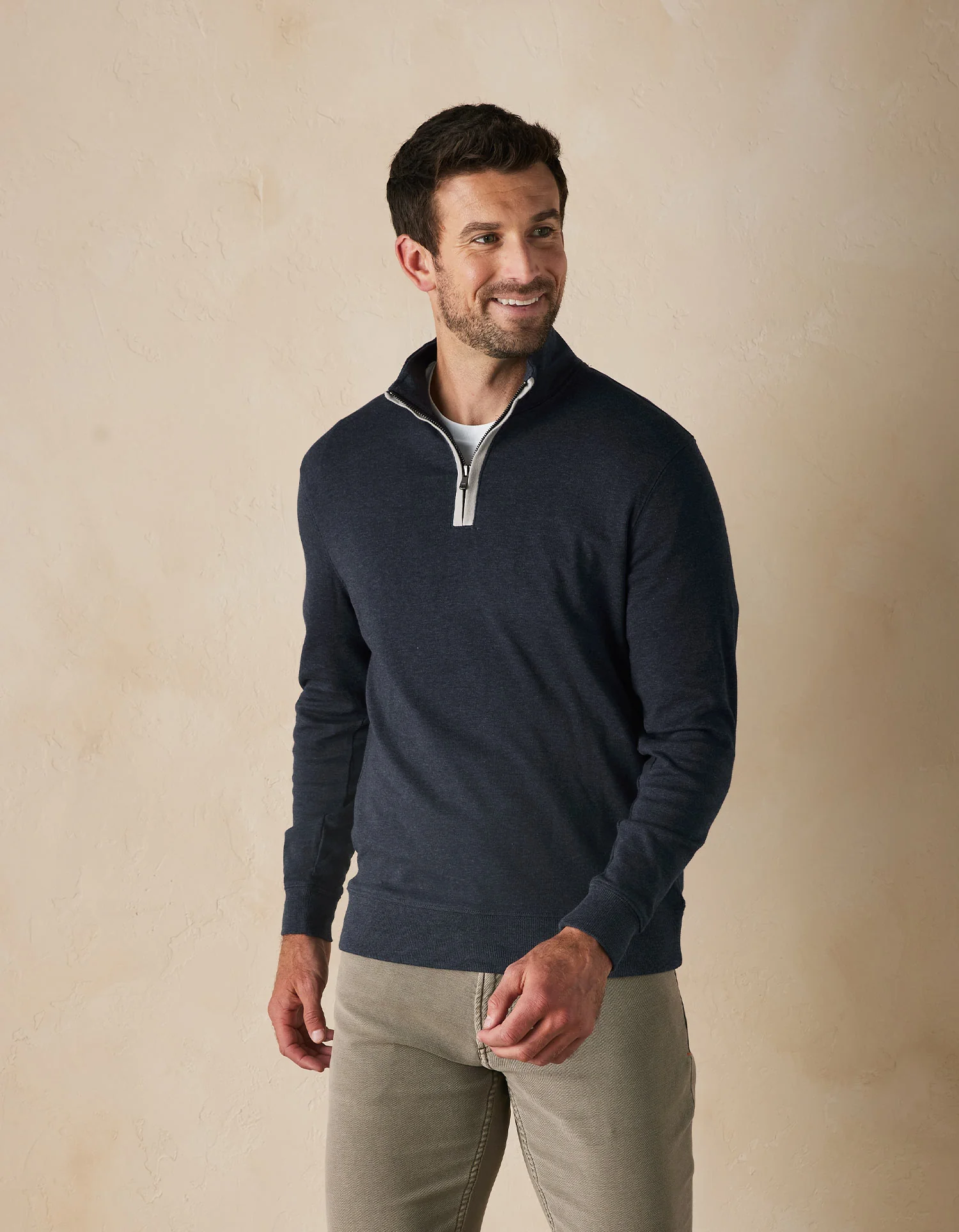 Puremeso Weekend Quarter Zip in Normal Navy - Image 3