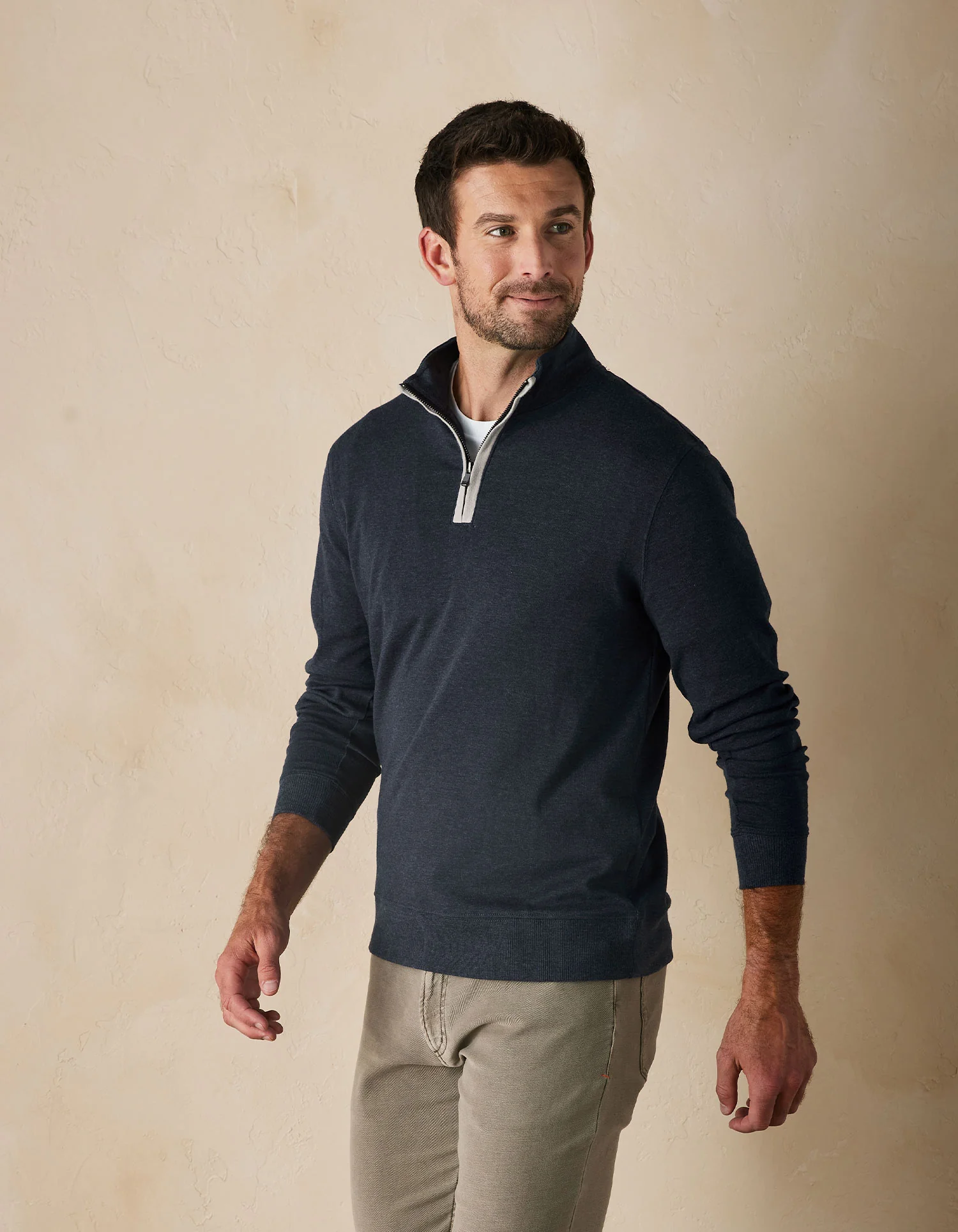 Puremeso Weekend Quarter Zip in Normal Navy - Image 4