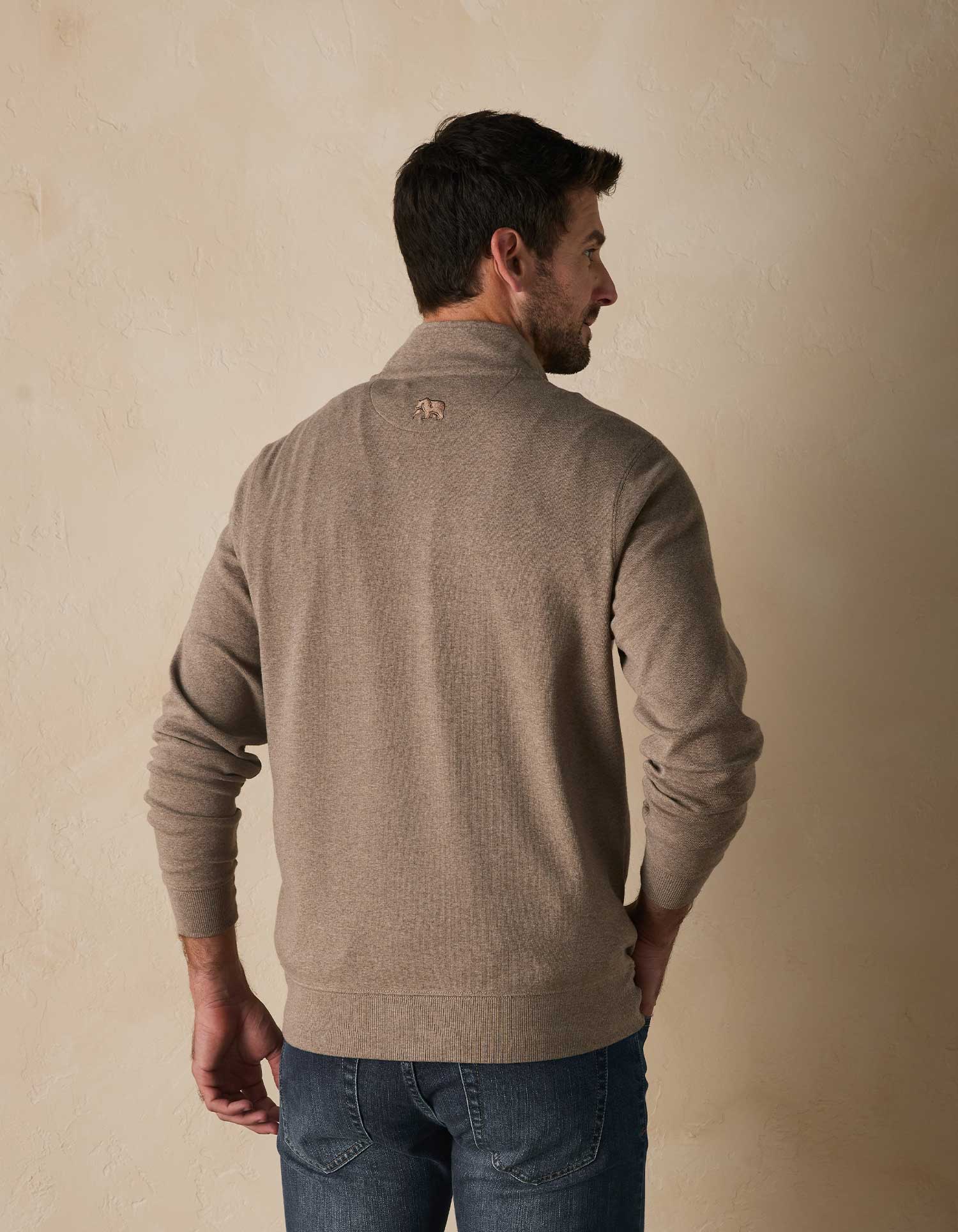 Puremeso Weekend Quarter Zip in Taupe - Image 5