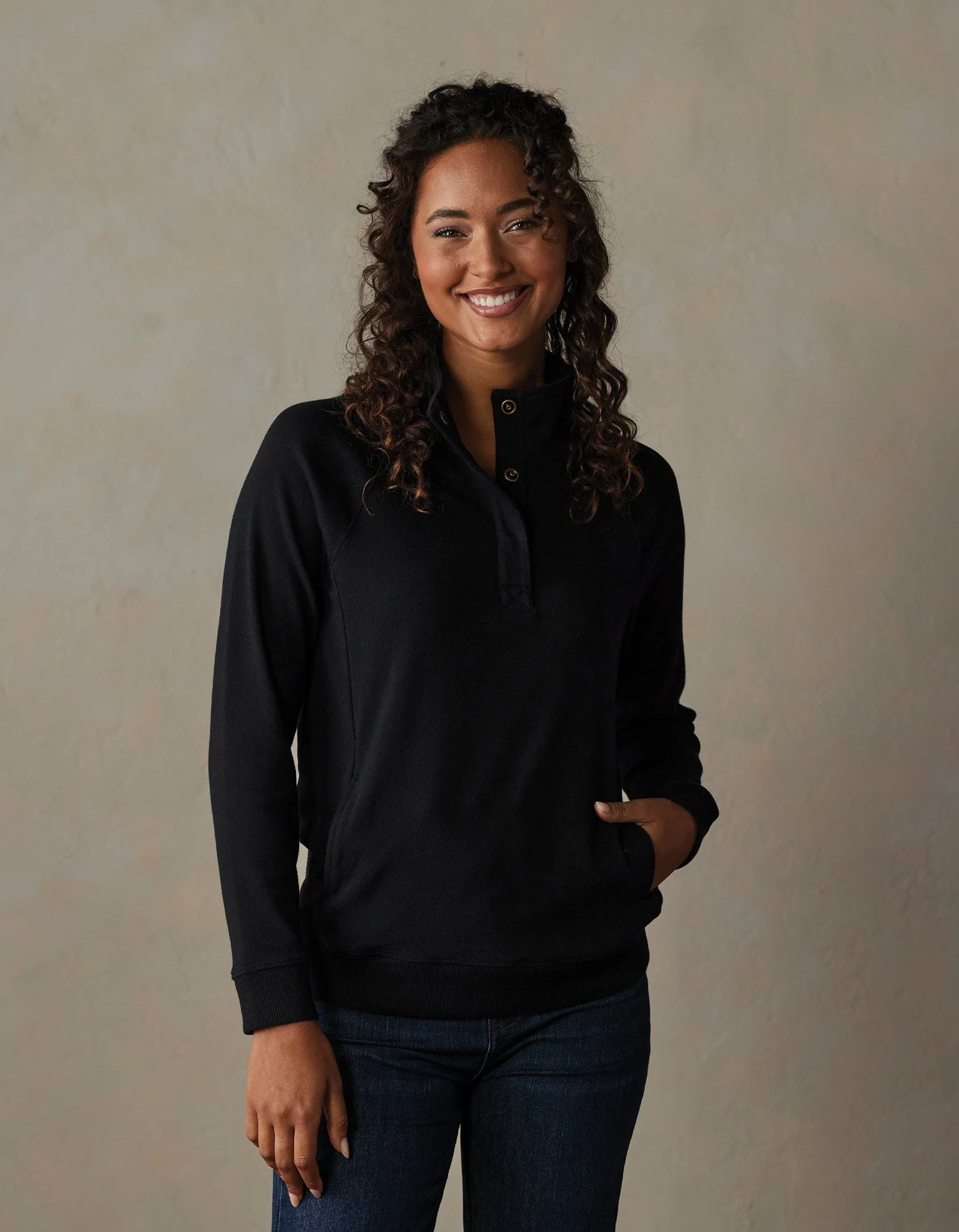 Puremeso Weekend Snap Pullover in Black - Image 2