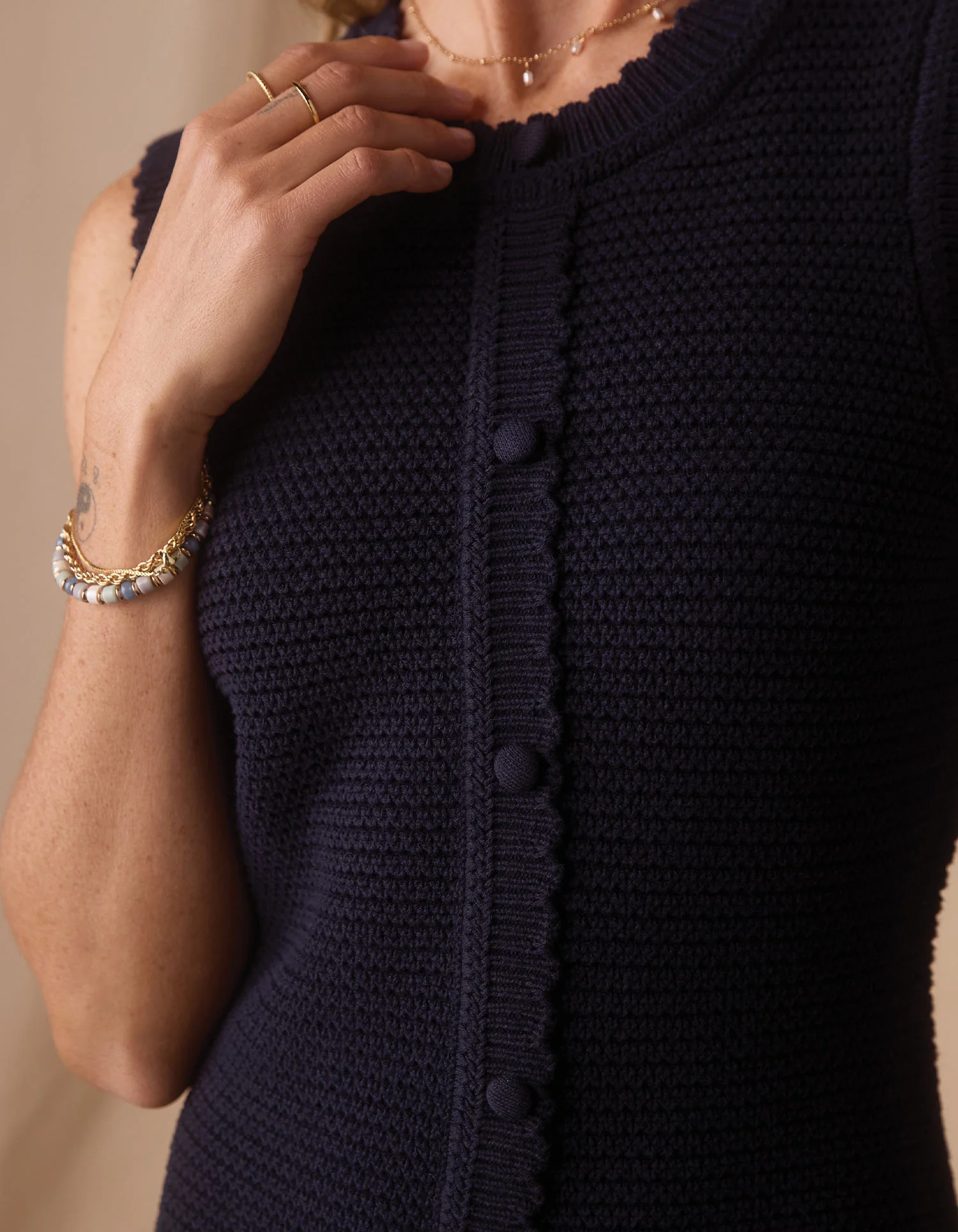 Quinn Knit Mini Dress in Navy - Image 3