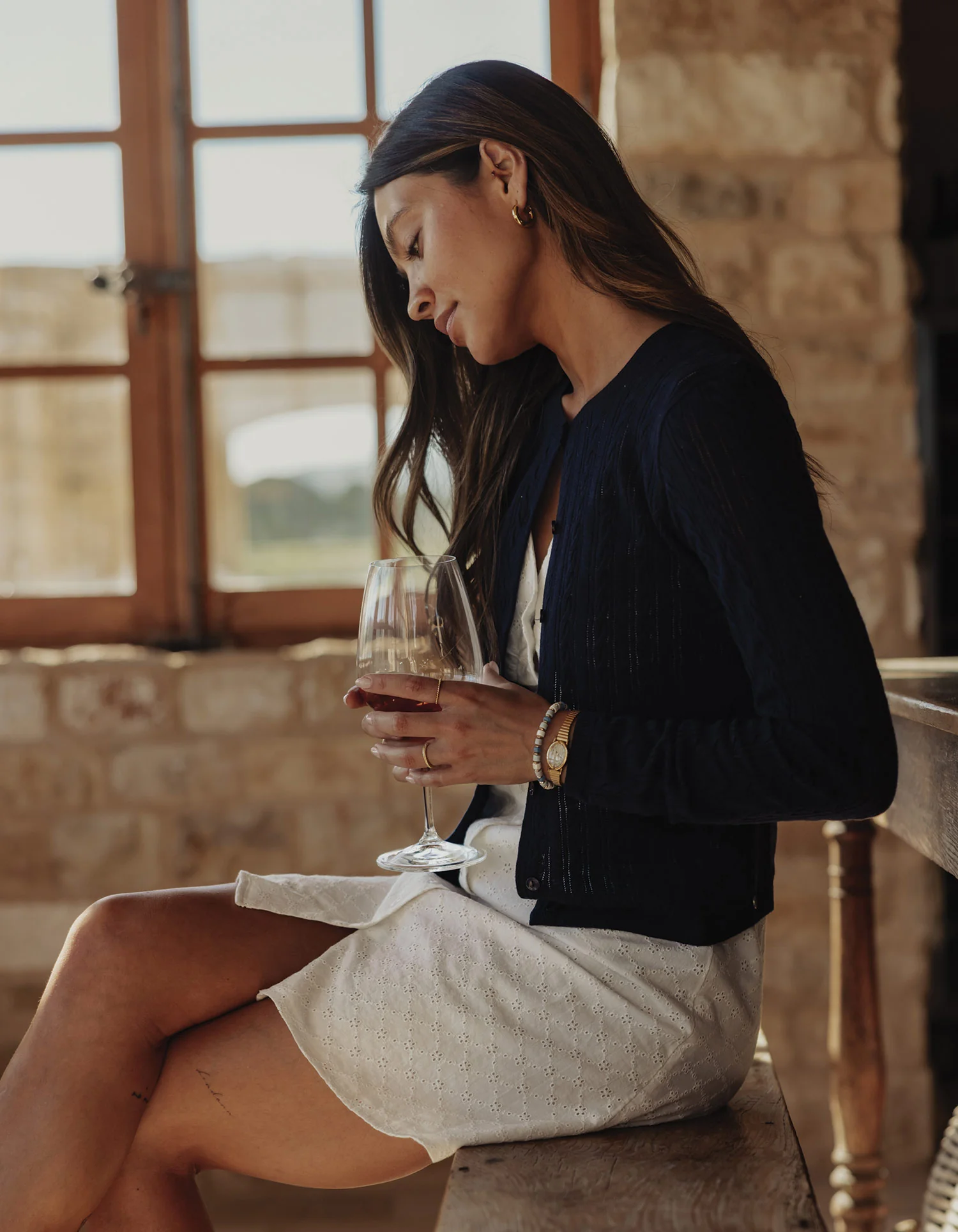 Ravello Fine Gauge Cardigan in Navy - Image 2