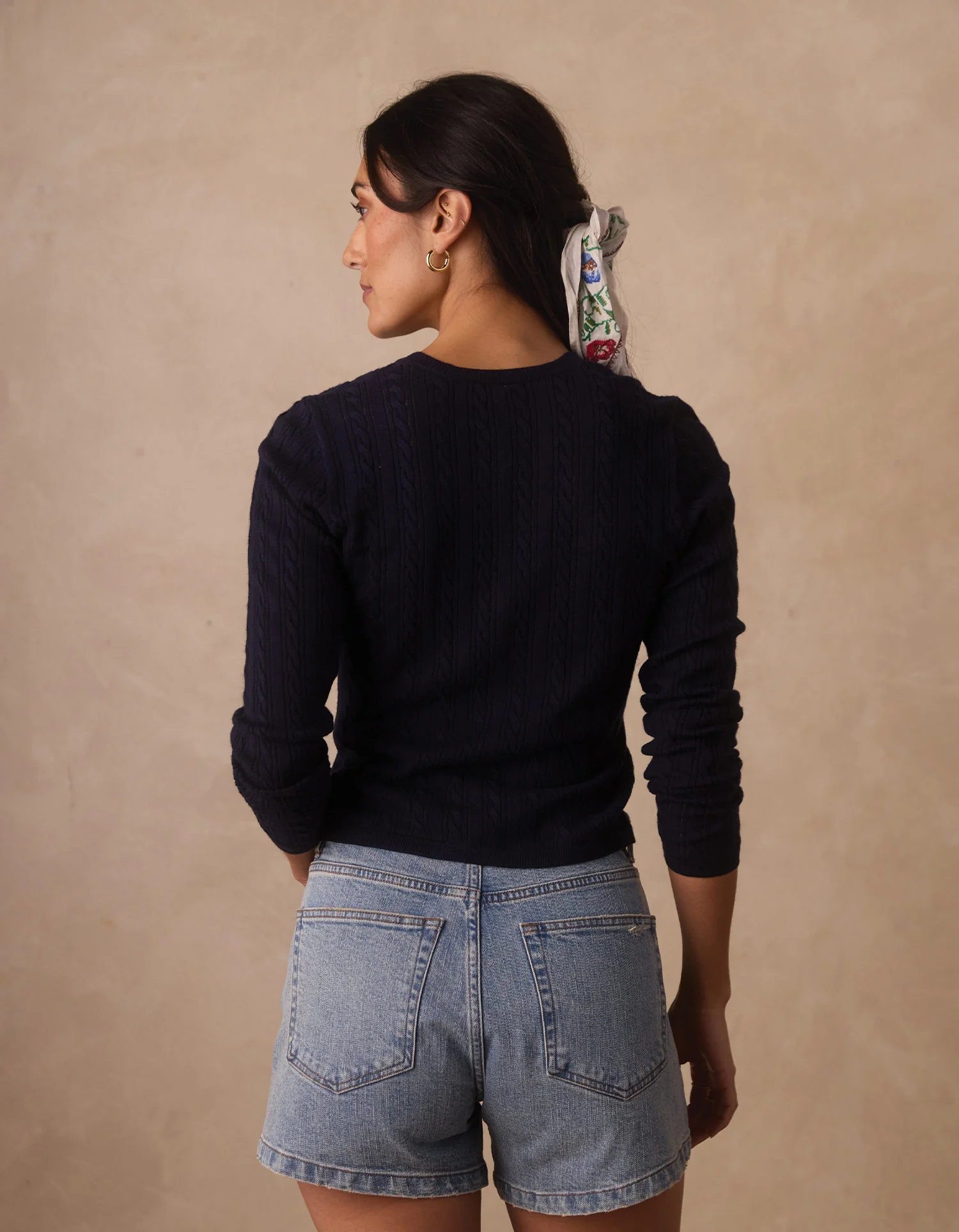 Ravello Fine Gauge Cardigan in Navy - Image 7