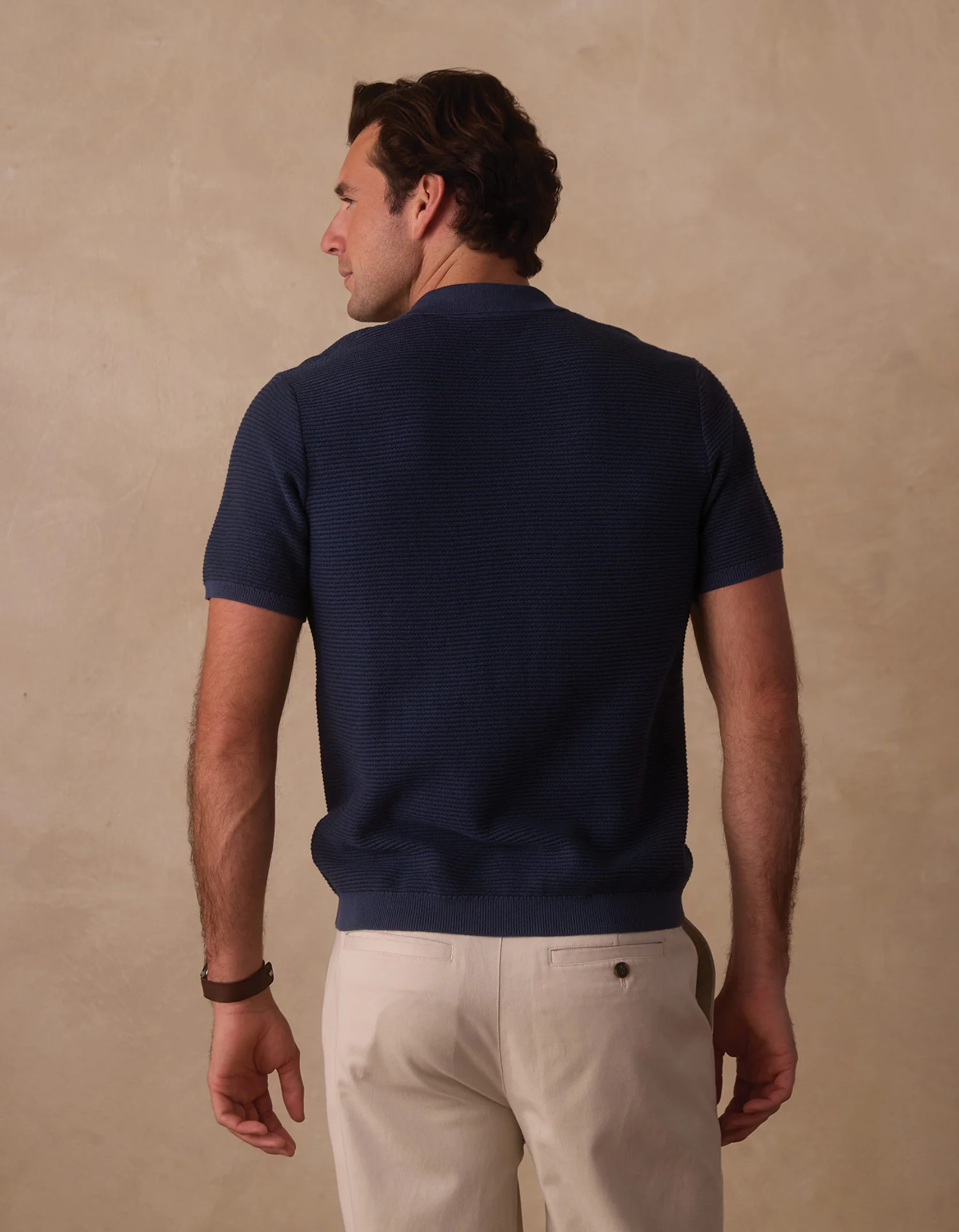 Robles Birdseye Knit Camp Button Up in Denim/Dark Navy - Image 7
