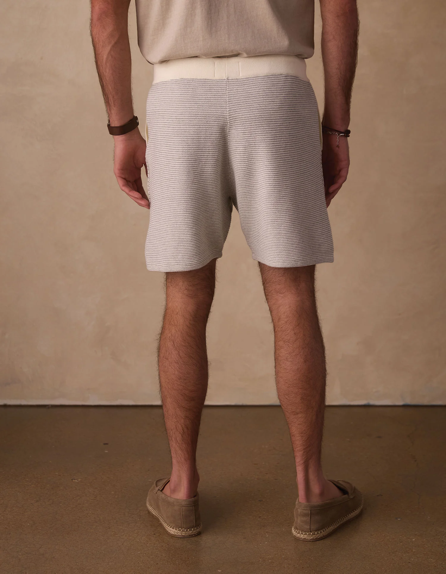 Robles Birdseye Knit Short in Cream/Grey - Image 5
