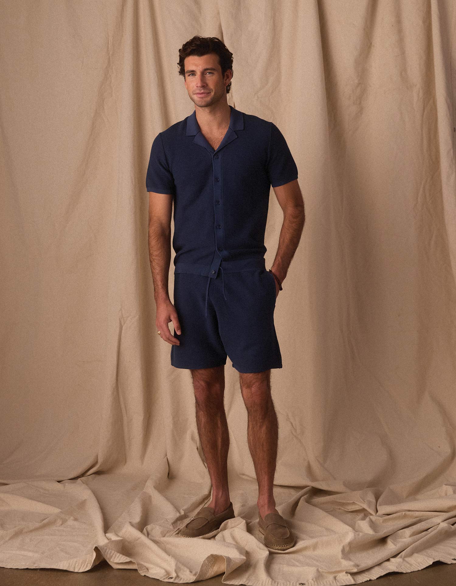 Robles Birdseye Knit Short in Denim/Dark Navy - Image 3