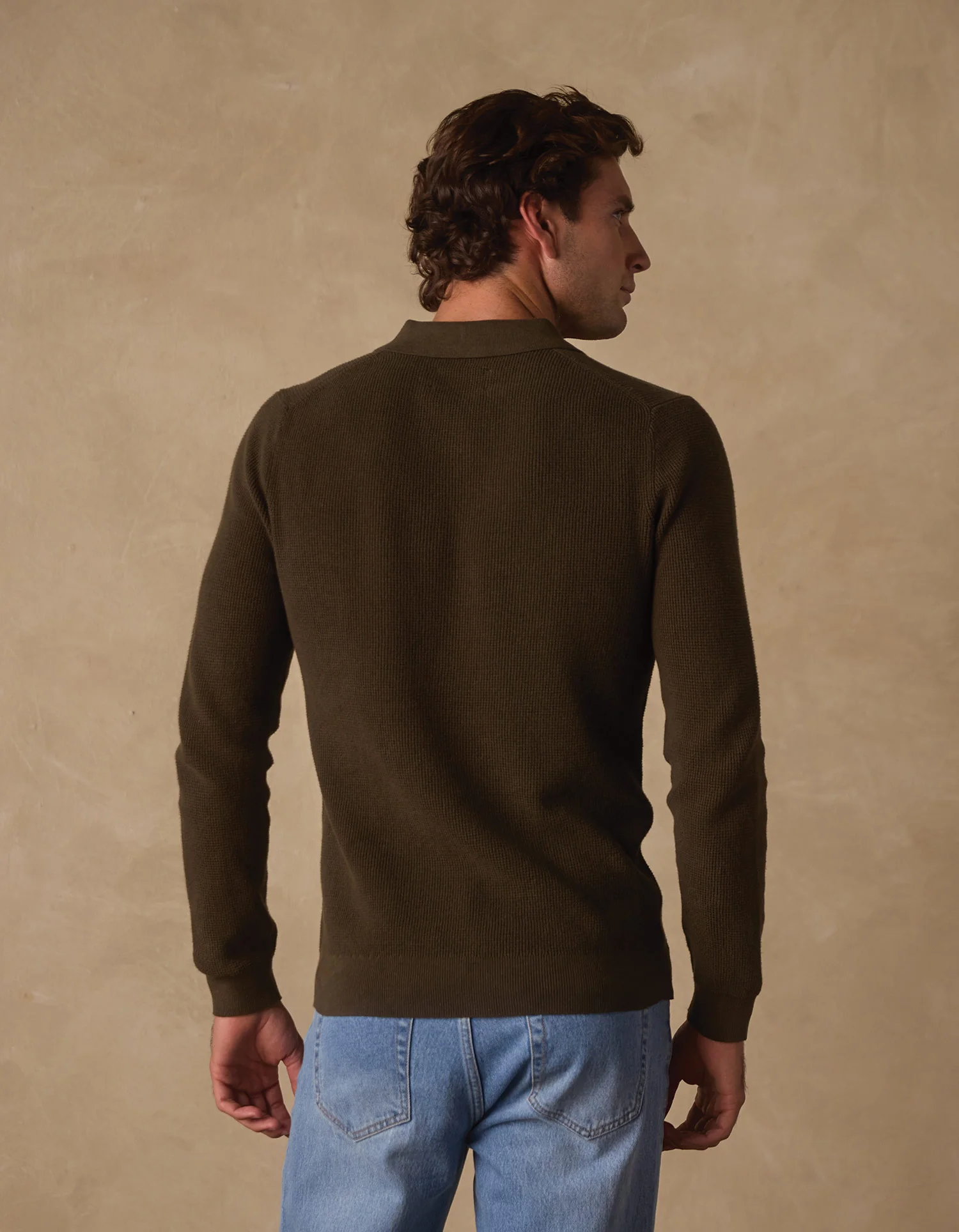 Robles Knit Waffle Stitch Polo in Alpine - Image 4