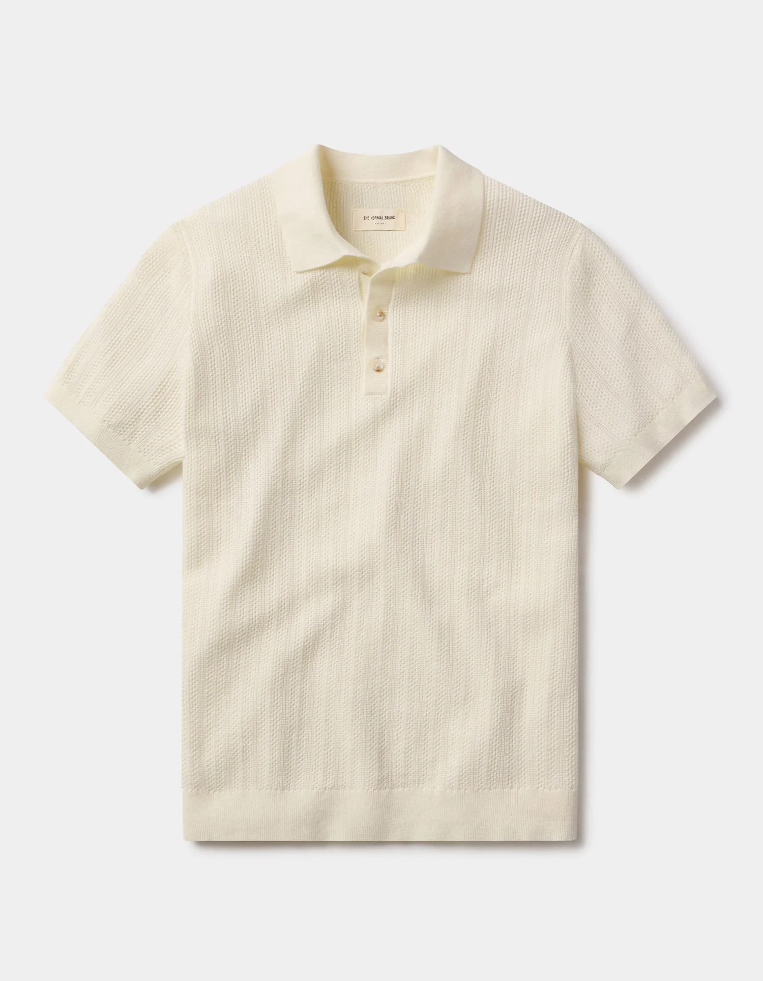 Robles Textured Knit Polo in Ivory - Image 2