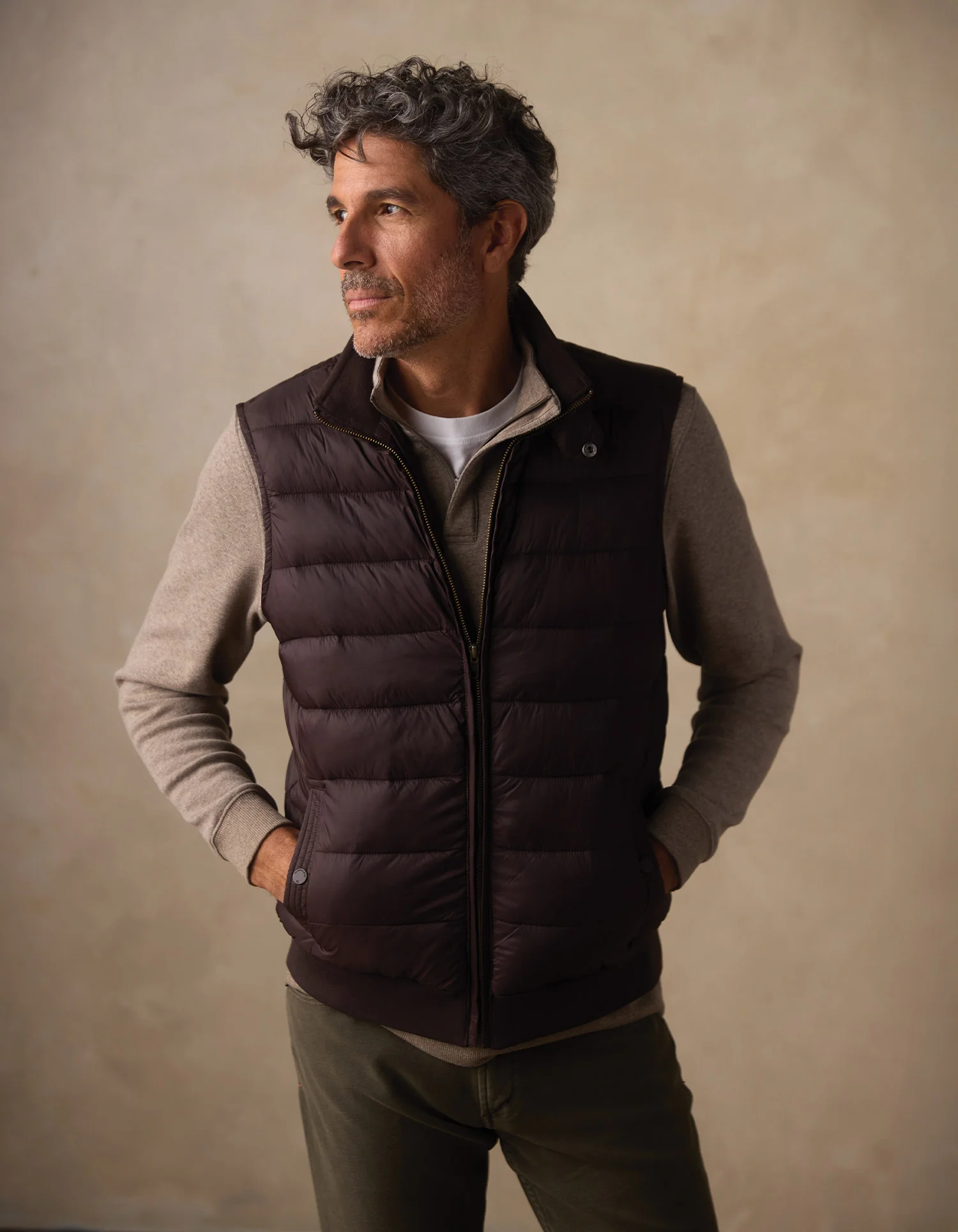 Sportivo Quilted Vest in Dark Brown - Image 4